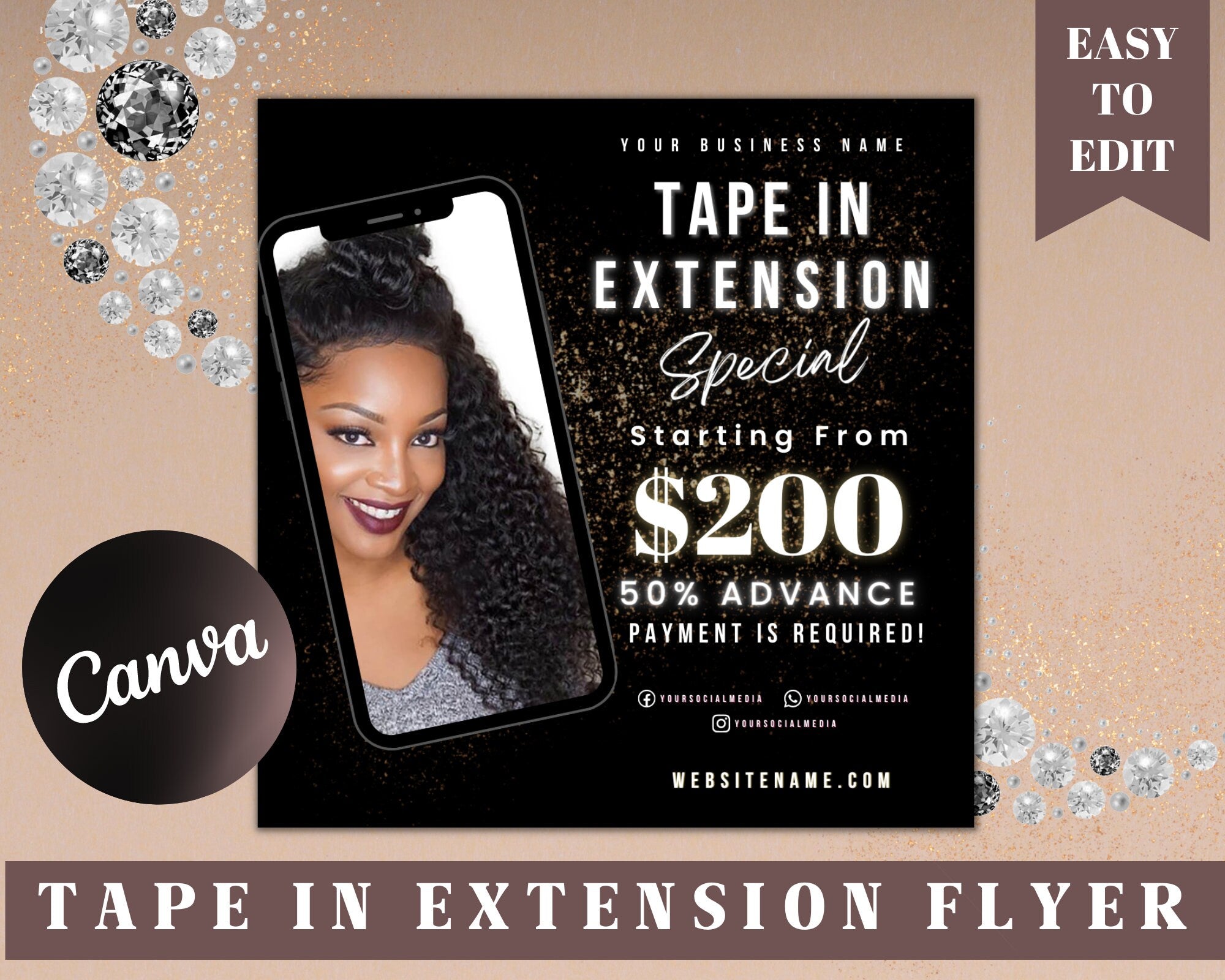 Tape In Extension, Tape In Extension Flyer, Hair Flyer Fall, Diy Hair Flyer, Hair Extension Post, Tape In Flyer