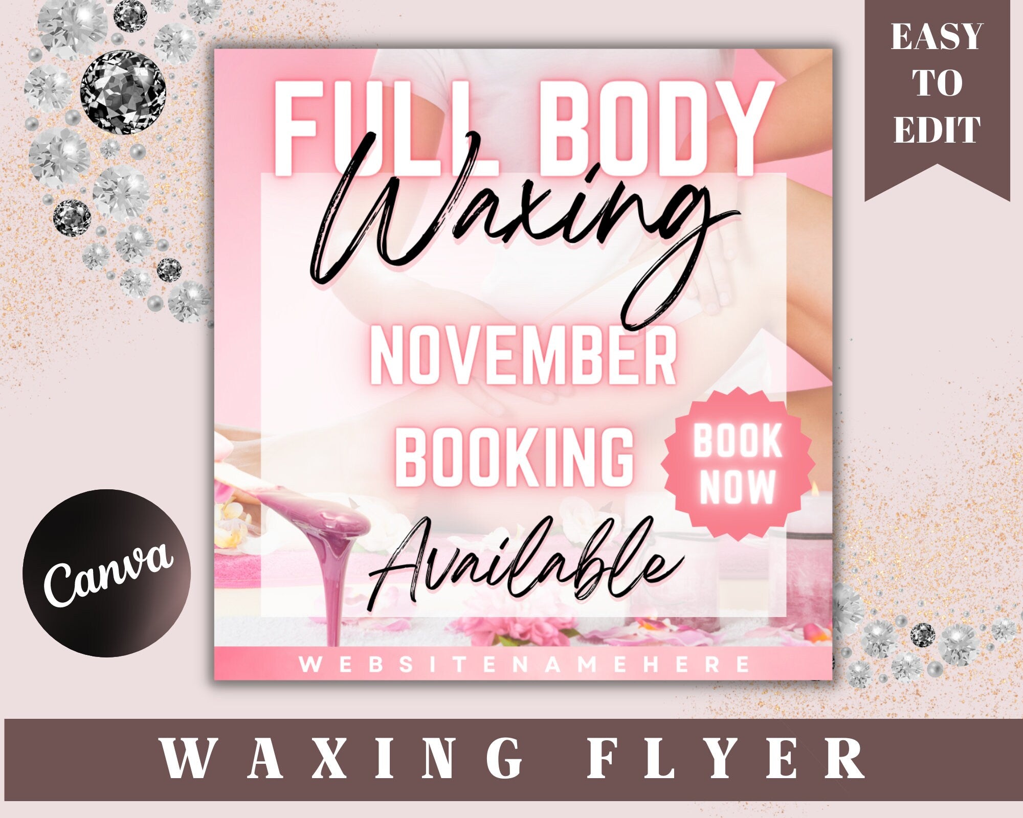 Waxing Flyer Template, Waxing Flyer, Body Waxing Flyer Template, Waxing Training Flyer, Waxing Service, Waxing, Spa Flyer