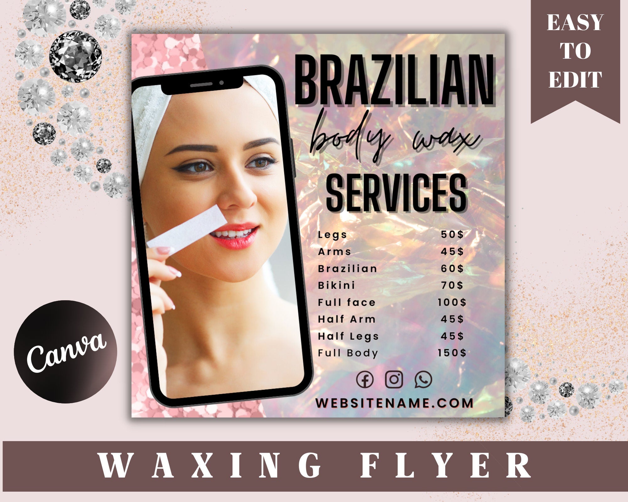 Body Waxing Flyer Template, Waxing Flyer Template, Waxing Flyer, Waxing Training Flyer, Waxing Service, Waxing, Spa Flyer