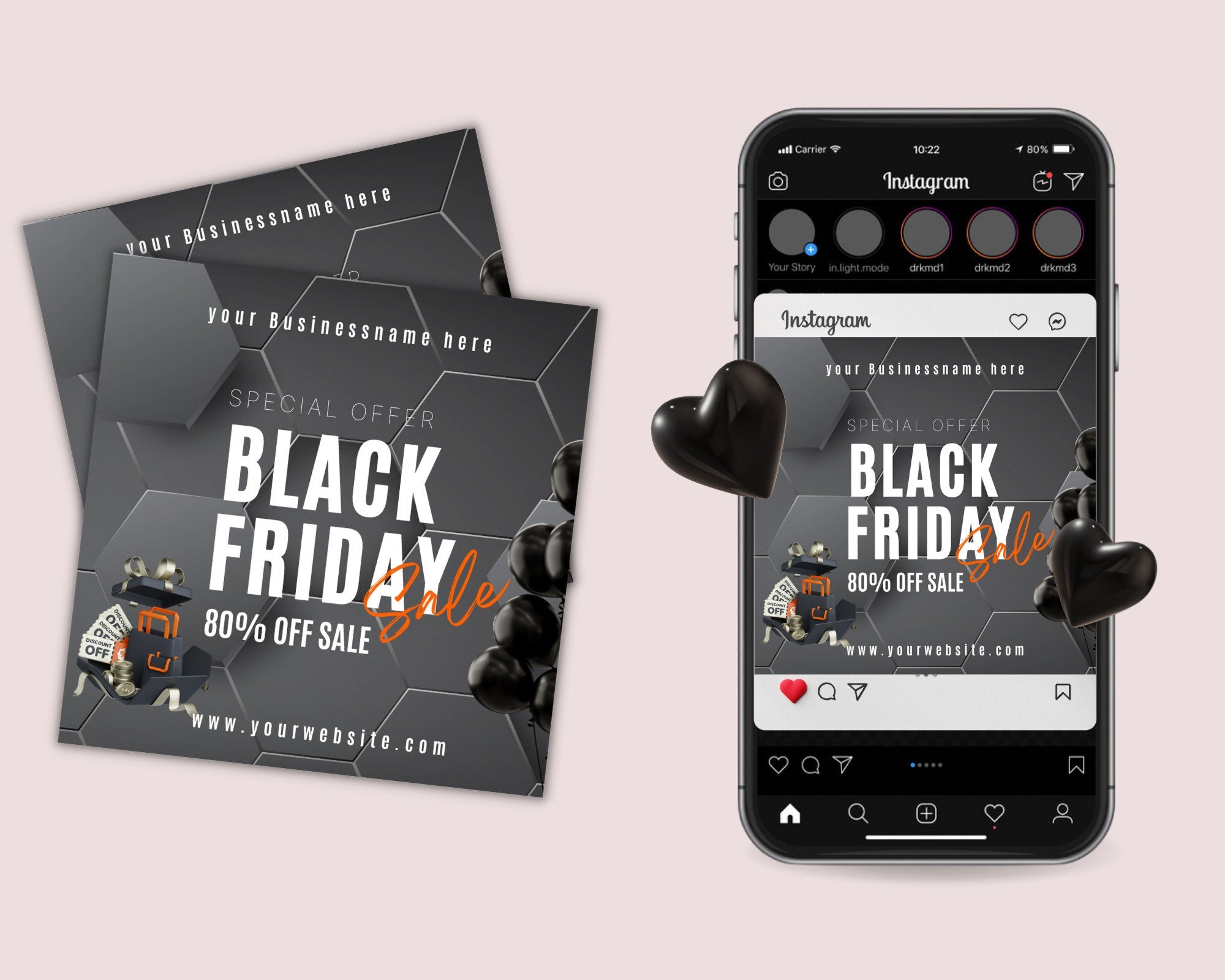 Editable Black Friday Flyer, Pink Friday Flyer, Black Friday Offer, Book Now Flyer, Instagram Template, Black Friday Post, Flash Sale Flyer