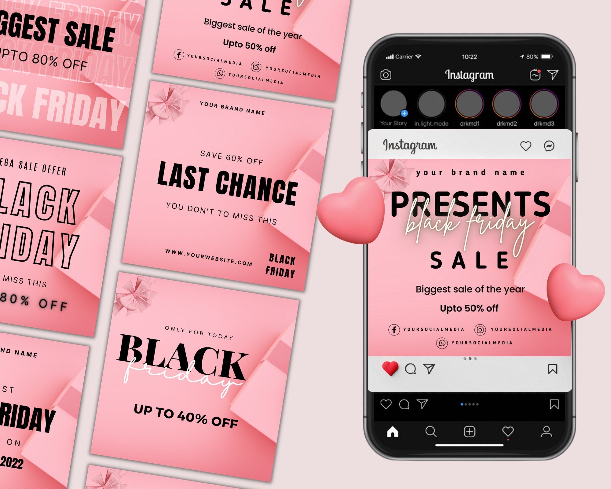 Printable Black and Pink Friday Flyer Bundle, Book Now Flyer, Black Friday Flyer, Pink Friday Sale, November Sale, Shop Sale Template