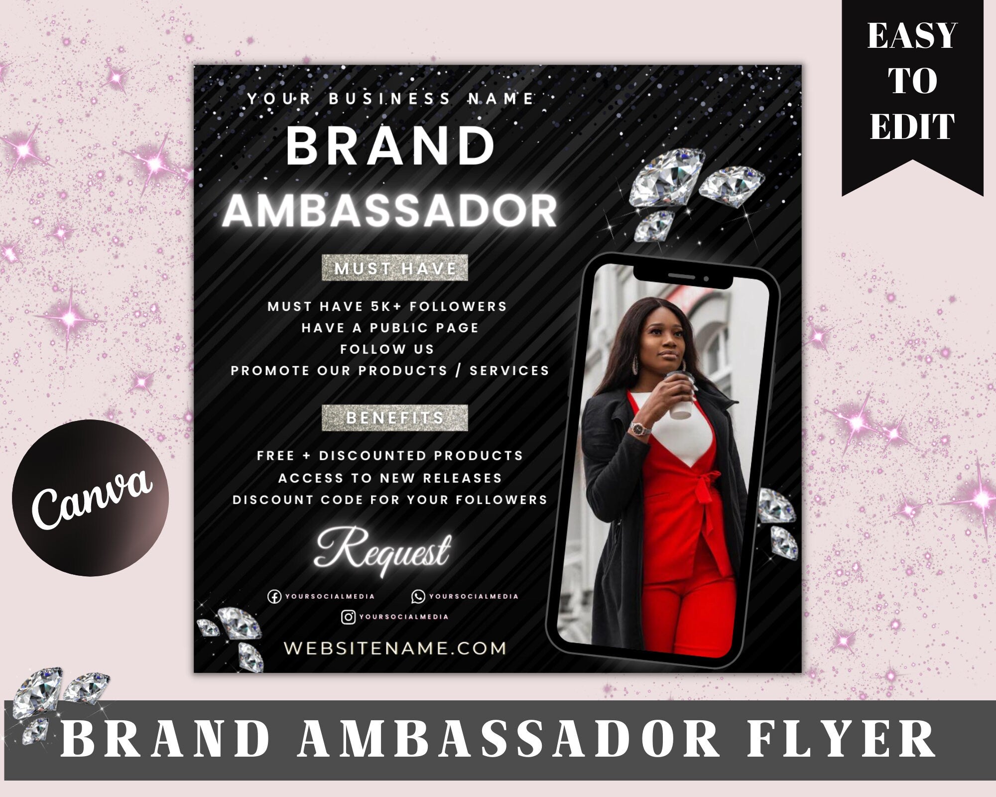 Brand Ambassador Flyer, Lash Ambassador, Makeup Ambassador, Brand Exposure Flyer For Branding Your Small Business