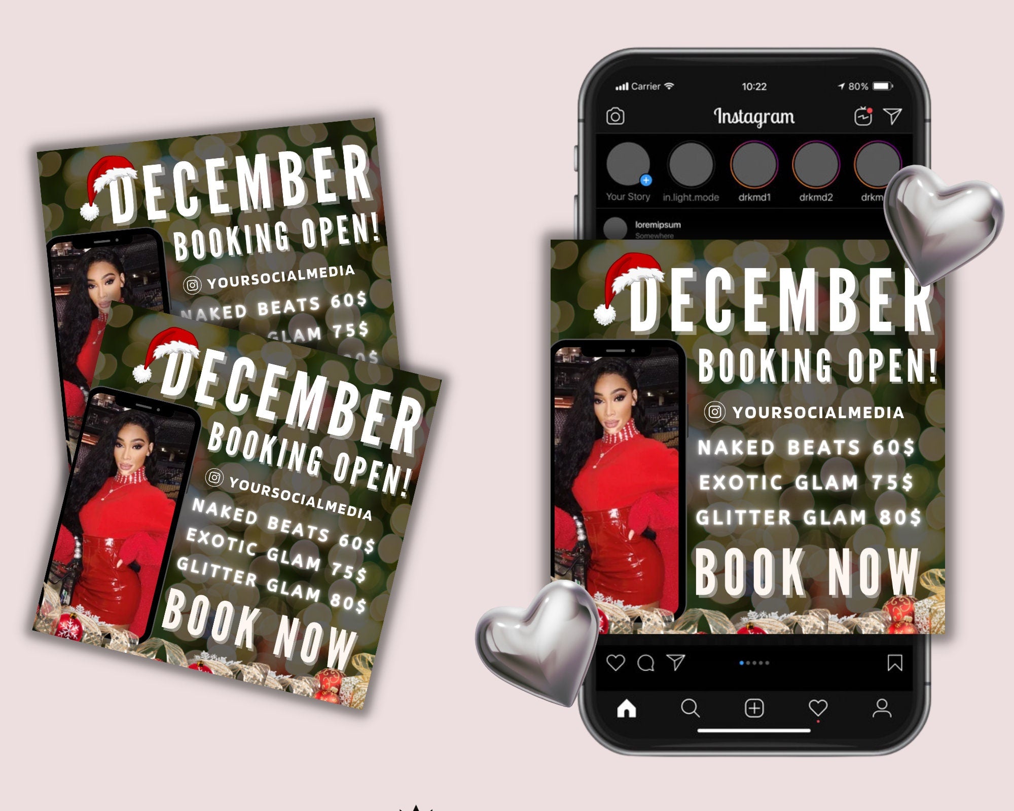 December Book Now Flyer, Bookings Open Flyer, Christmas Flyer, Appointments Flyer, Available Flyer, Holiday Flyer, Social Media Flyer