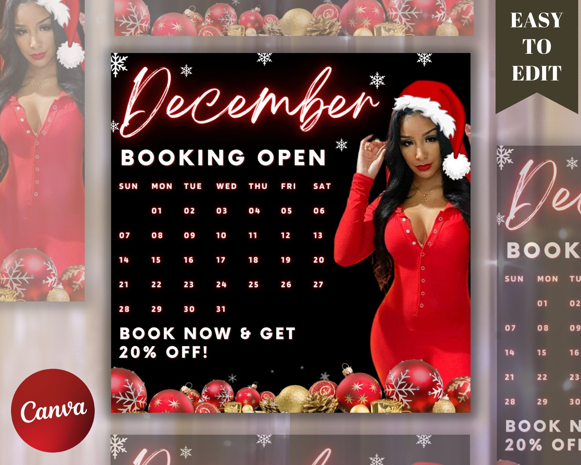 December Appointments Available Flyer, Book Now Flyer, Booking Open Flyer, Christmas Flyer, Holiday Flyer, Shop Now Flyer, SocialMedia Flyer