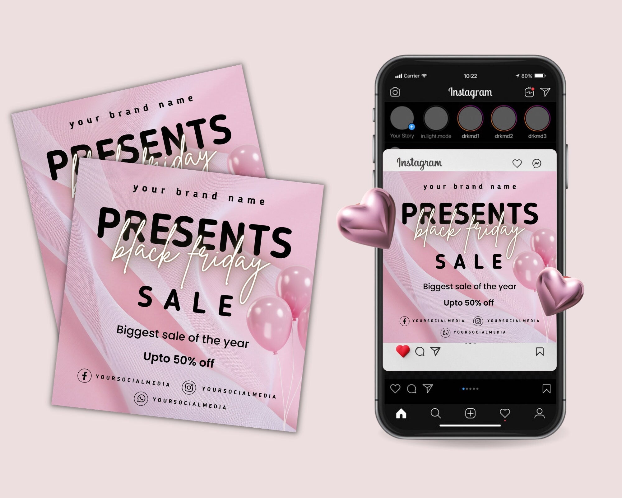 Editable Black Friday Sale, Pink Friday Flyer, Flash Sale Flyer, Book Now Flyer, Instagram Template, Black Friday Offer, Fall Sale Flyer