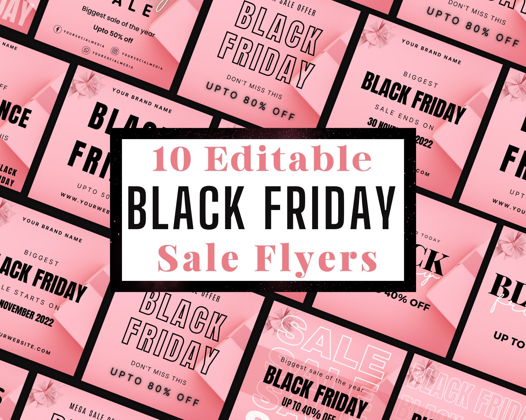 Printable Black and Pink Friday Flyer Bundle, Book Now Flyer, Black Friday Flyer, Pink Friday Sale, November Sale, Shop Sale Template