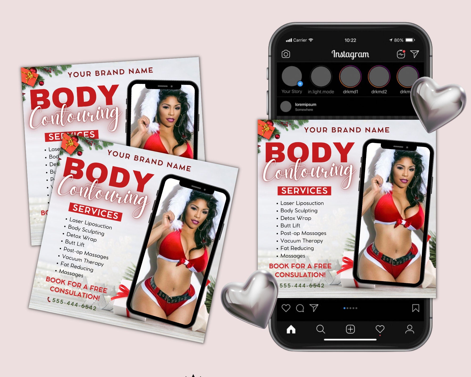 Christmas Body Contouring Flyer, Christmas flyer, Body Contouring Christmas DIY Flyer,  Body Sculpting Flyer, Body Contour Flyer