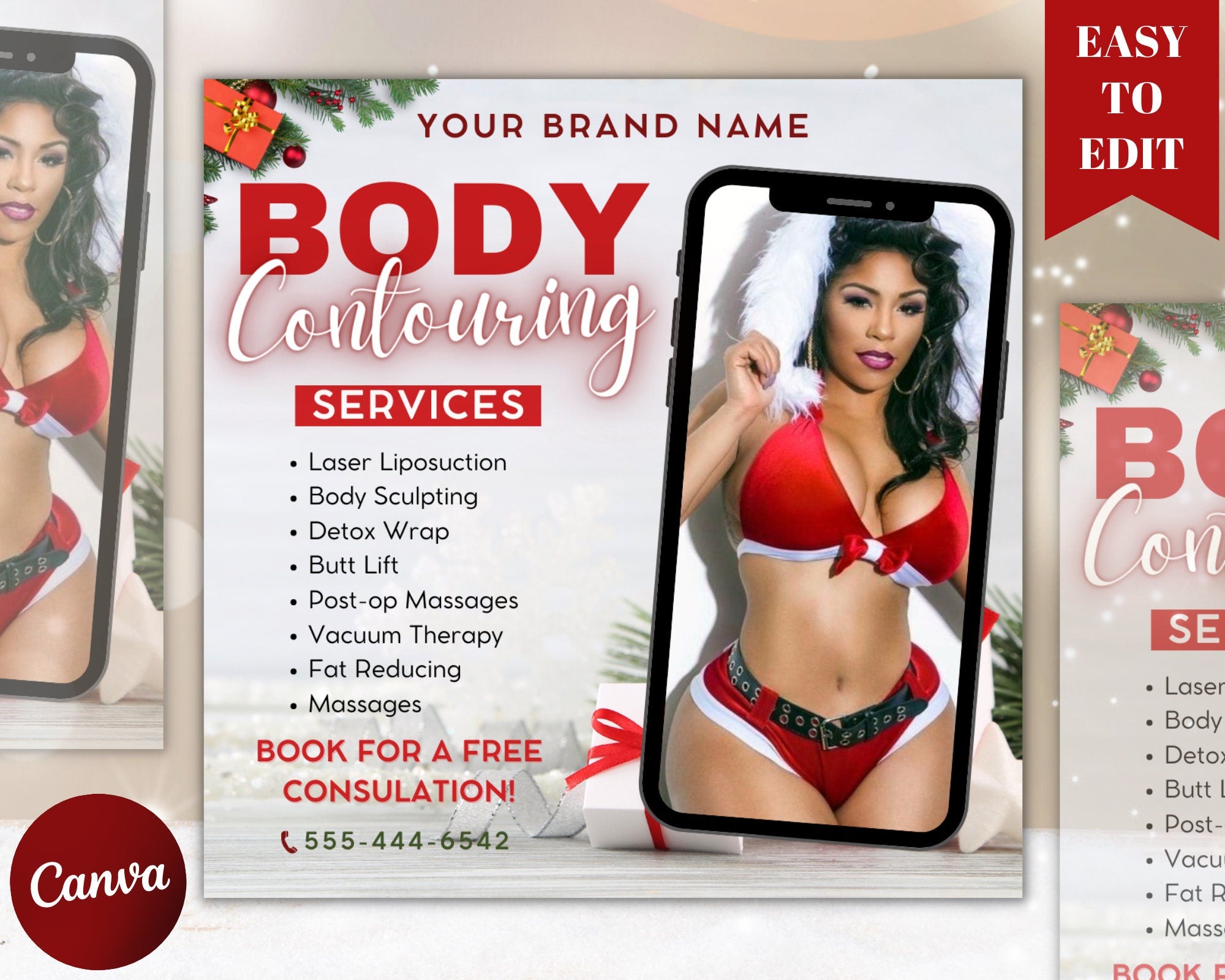 Christmas Body Contouring Flyer, Christmas flyer, Body Contouring Christmas DIY Flyer,  Body Sculpting Flyer, Body Contour Flyer