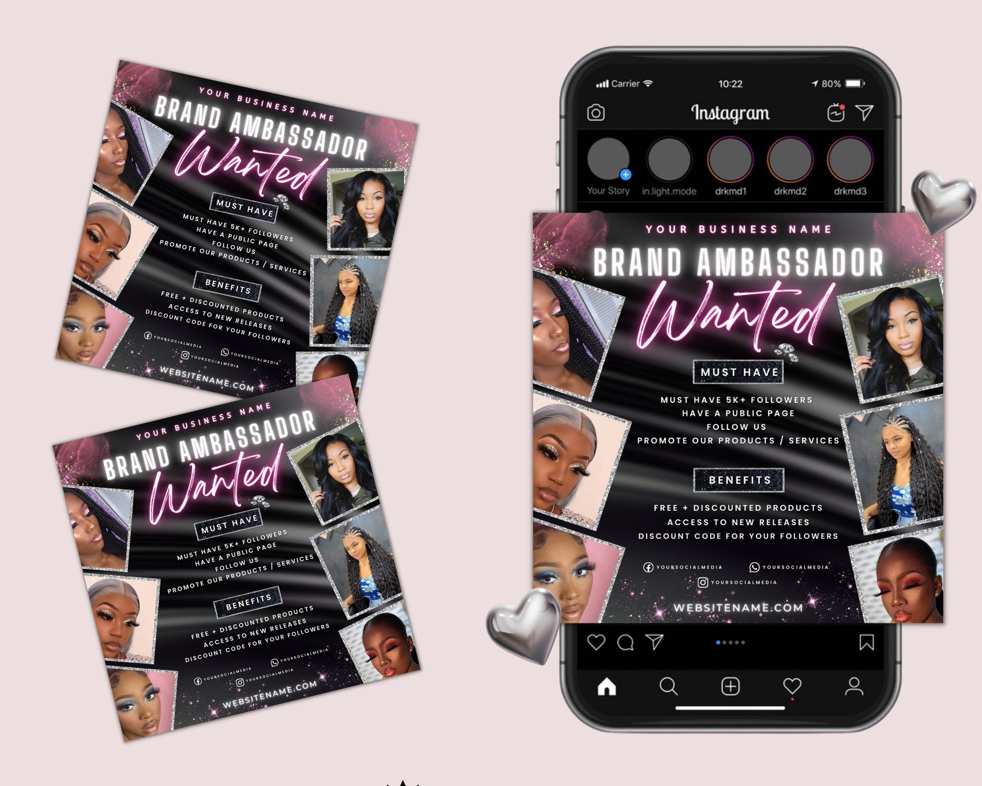 Ambassador Flyer Template, Brand Ambassador Flyer Template, Social Media Flyer, Lash Ambassador, Makeup Ambassador, Makeup Flyer