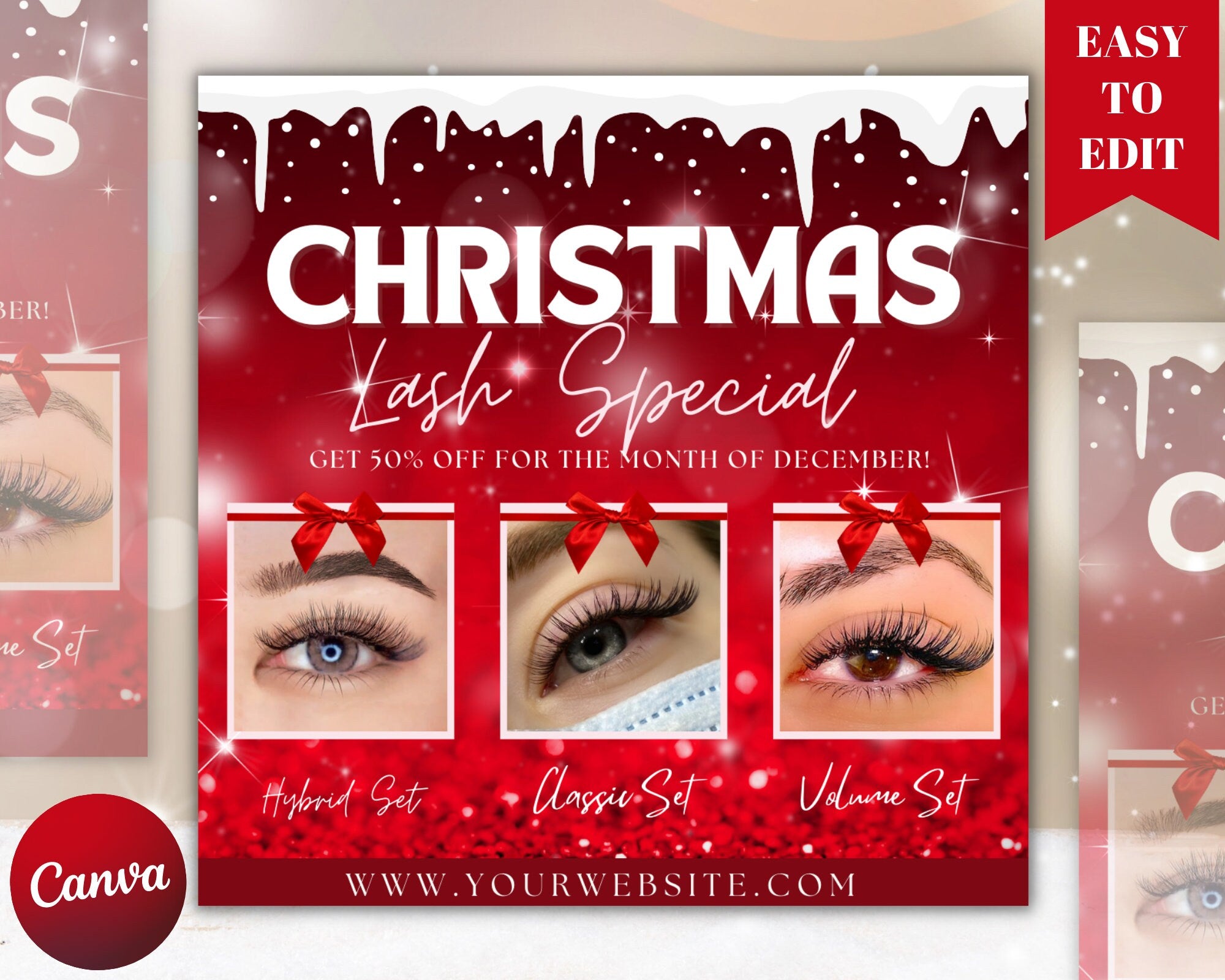 Lash Christmas Flyer, Lash Extension Flyer, Christmas Lash Flyer, Lash Service, Extension Services Flyer, Lash Extension Sale Flyer