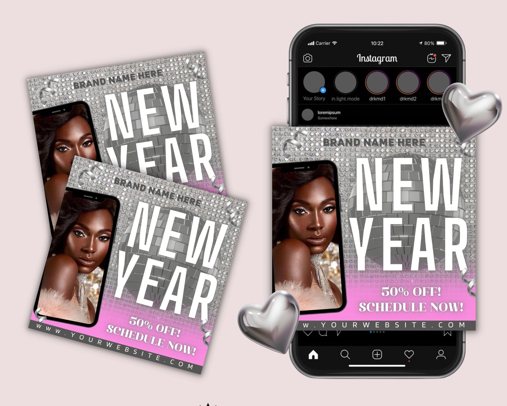 New Year Flyer, Booking Flyer, Appointment Flyer, Hair Booking Flyer, Lash Booking Flyer, Makeup Appointment, Nail Appointment