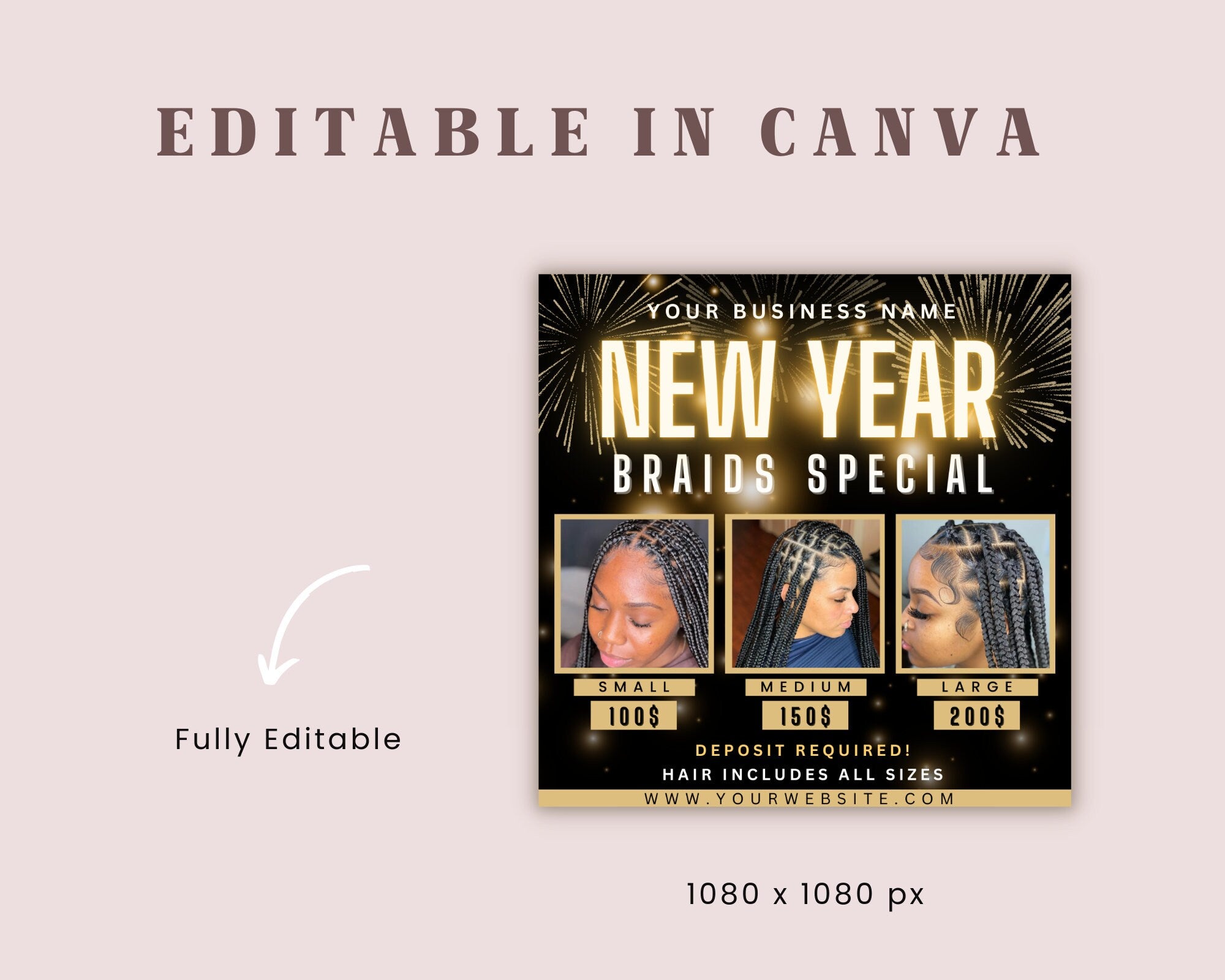 New Years Braid Special, January Bookings, Appointments Flyer, Booking Flyer, Books Are Open, Braid Flyer, Braid Special Flyer