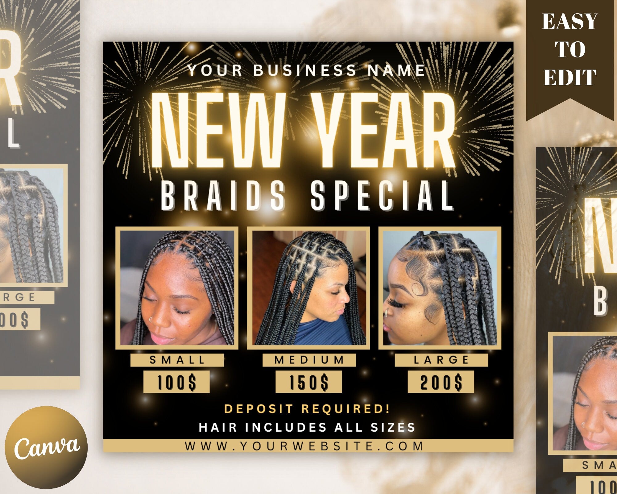 New Years Braid Special, January Bookings, Appointments Flyer, Booking Flyer, Books Are Open, Braid Flyer, Braid Special Flyer