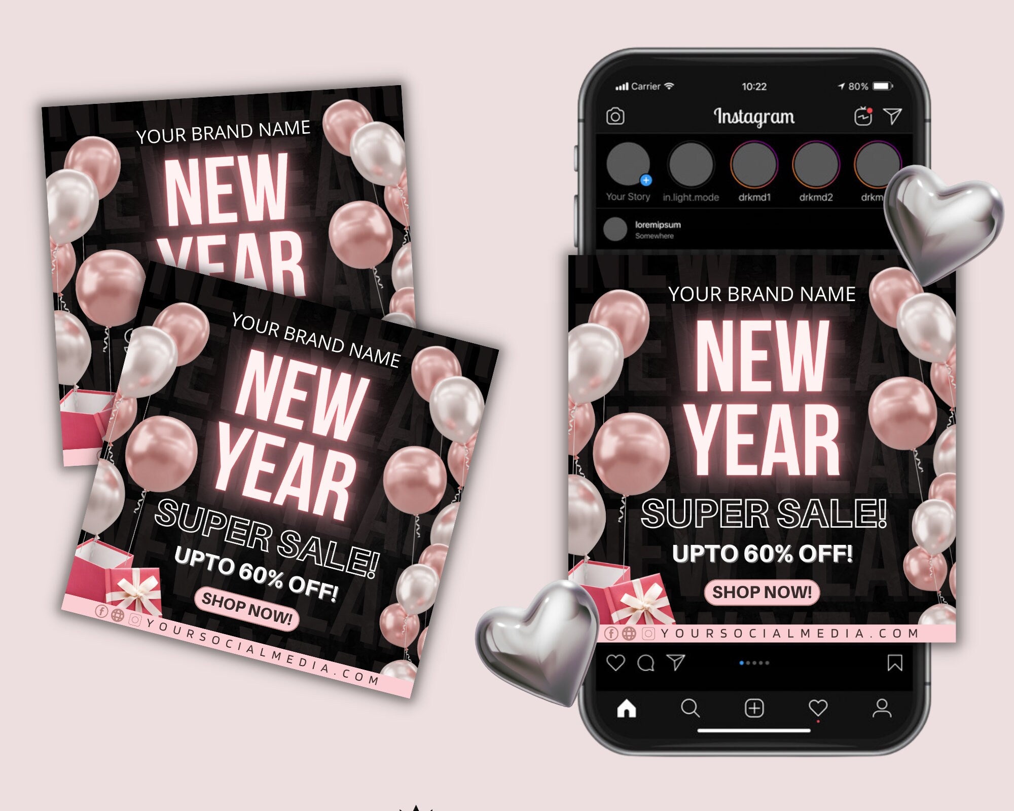 New Year Sale Flyer Template, Holiday Sale Flyer, Social Media Flyer, New Year Booking, Pre Made Flyer, Flash Sale Flyer