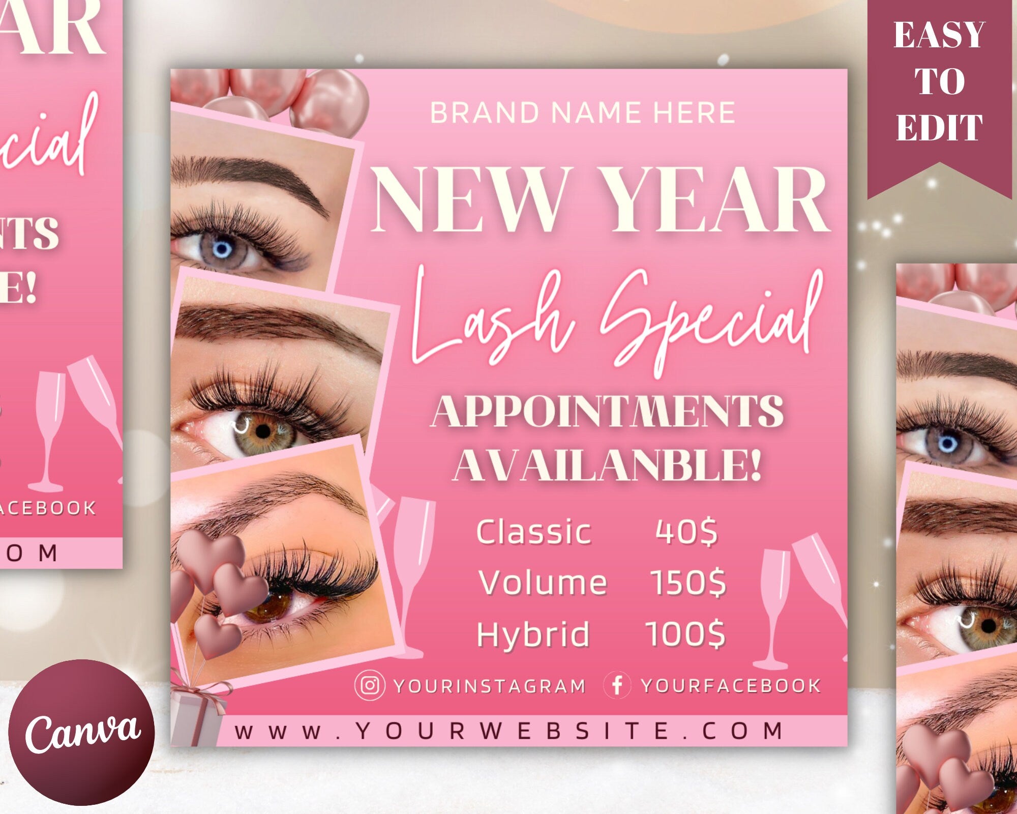 New Year Book Now Flyer, Lash Booking Flyer, Appointment Flyer, Lash Flyer, Book Now Flyer, New Year Booking, New Year Flyer, Booking Flyer