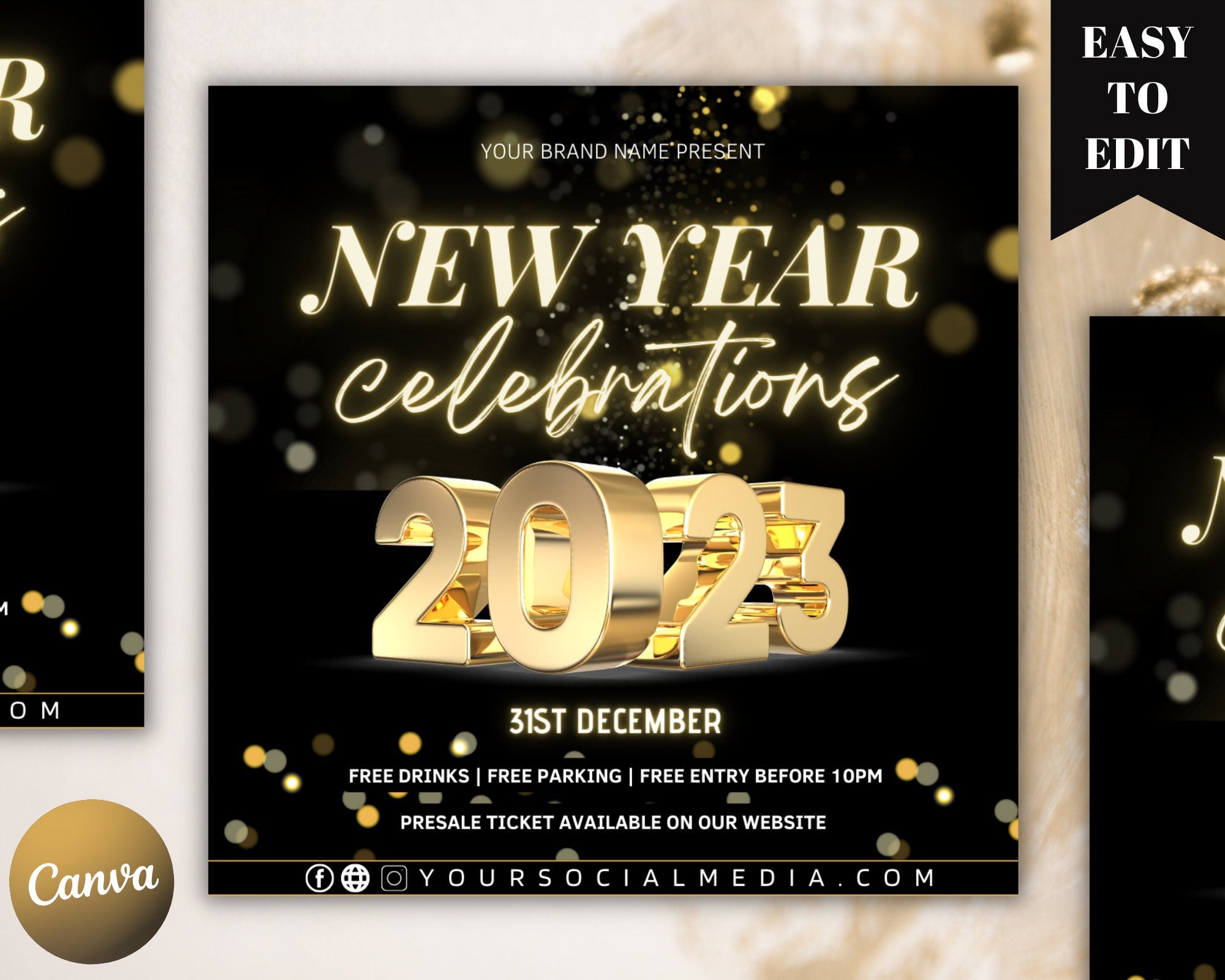 New Year Party Flyer, New Year Eve Flyer, New Year Party Flyer, Night Club, Night Club Flyer, New Years Invitation, New Years Invite