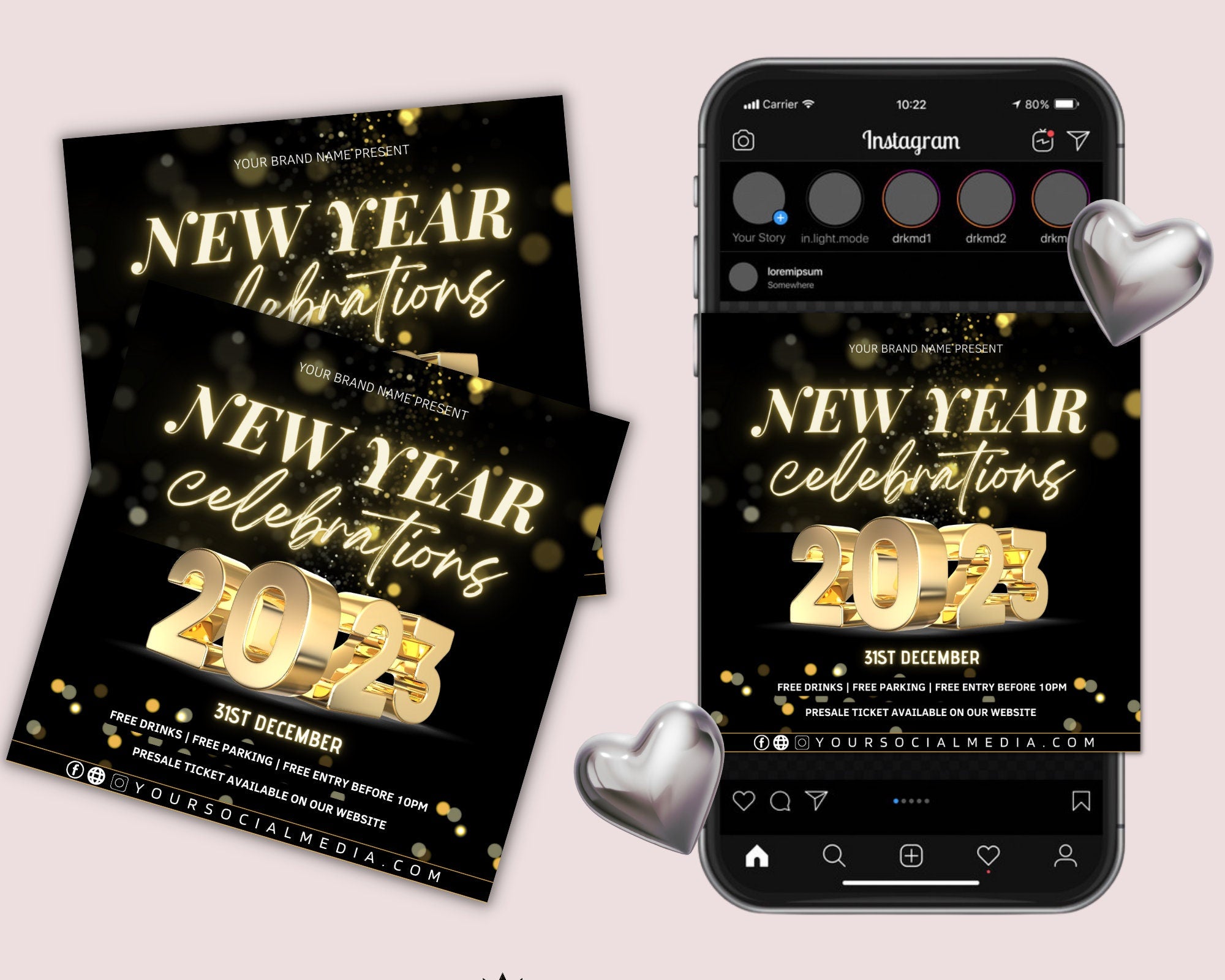 New Year Party Flyer, New Year Eve Flyer, New Year Party Flyer, Night Club, Night Club Flyer, New Years Invitation, New Years Invite