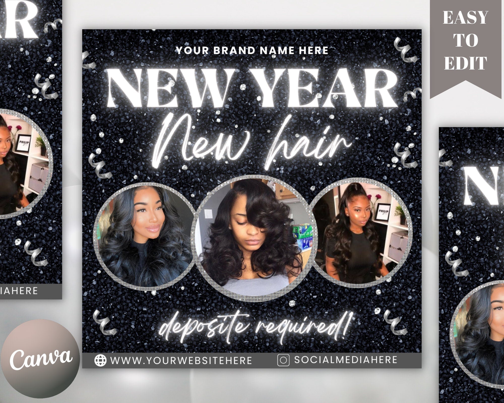 New Year New Hair Flyer, Booking Flyer, Social Media Flyer, Diy Flyer, Holiday Flyer, New Year Booking, Nye Appointment, Nye Bookings