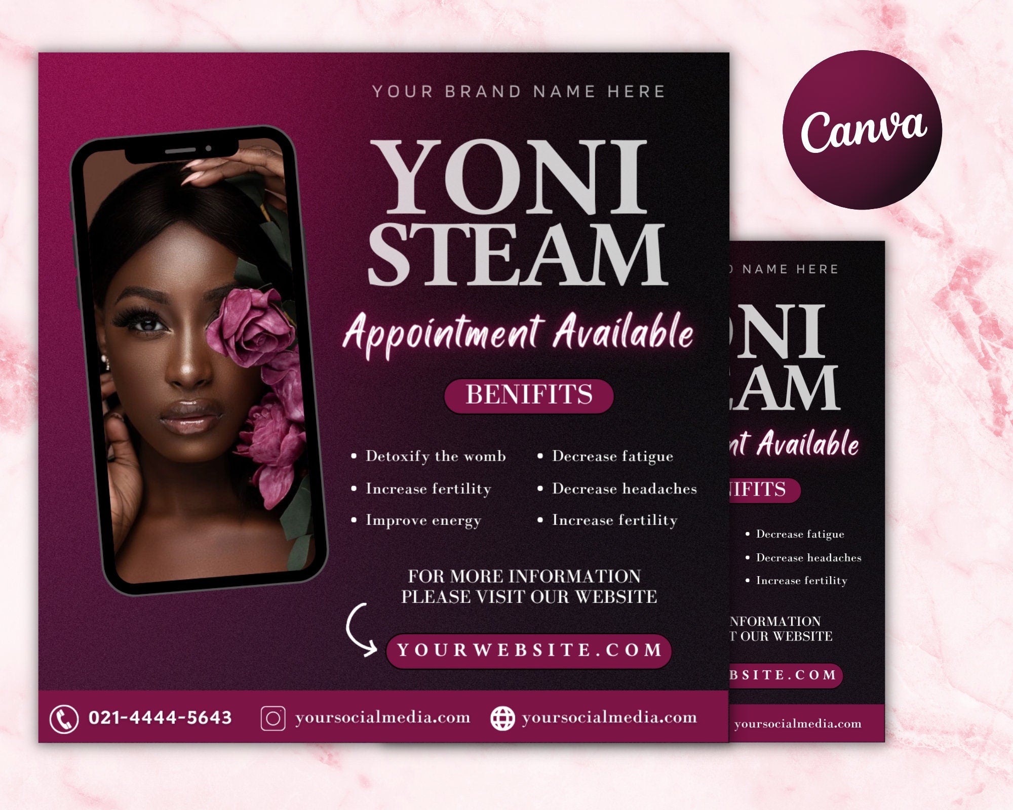 Editable Yoni Steam Social Media Flyer, Yoni Steam Flyer, Feminine Care Products, Feminine Hygiene Template, Feminine Care Flyer