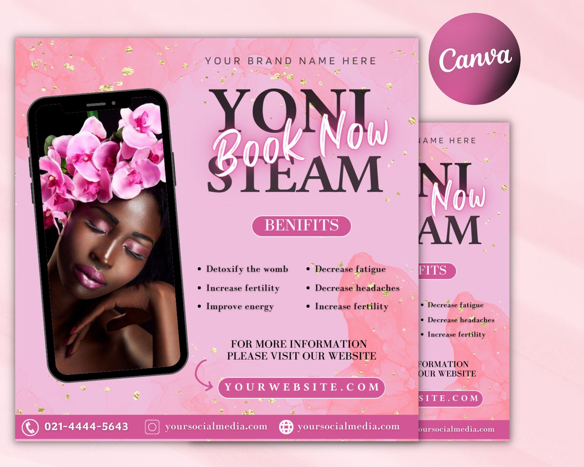 Feminine Care Flyer, Yoni Steam Flyer, Feminine Care Products, Feminine Hygiene Template, Vaginal Care Flyer, Sip And Steam Flyer