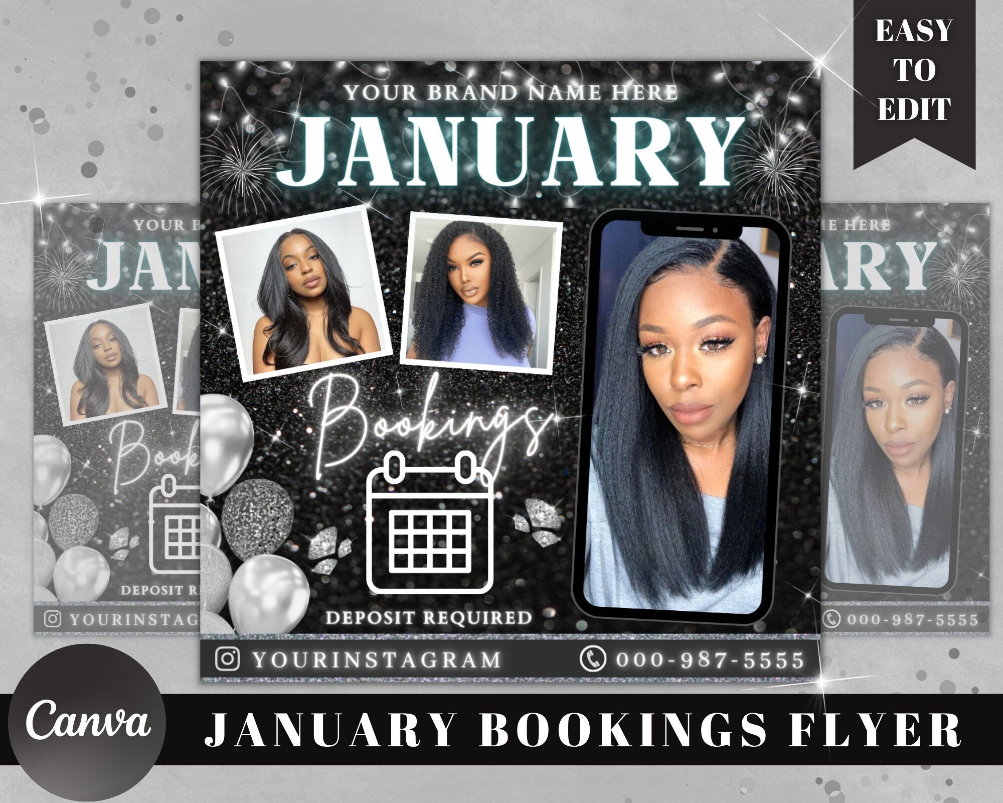 January Bookings Flyer, Book Now Flyer, Appointments Available Flyer,  Makeup Flyer, Hair, New Year Flyer, Lashes