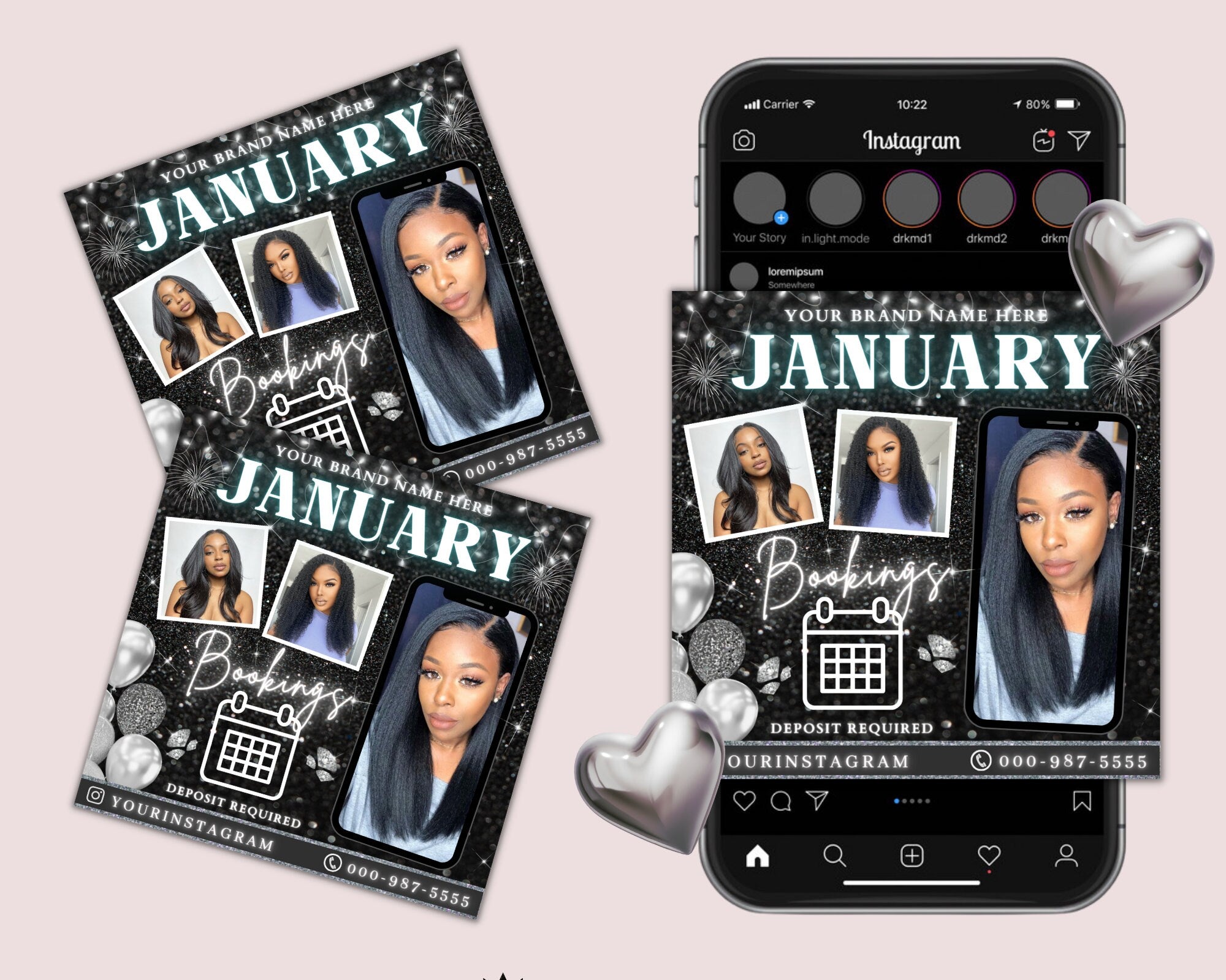 January Bookings Flyer, Book Now Flyer, Appointments Available Flyer,  Makeup Flyer, Hair, New Year Flyer, Lashes