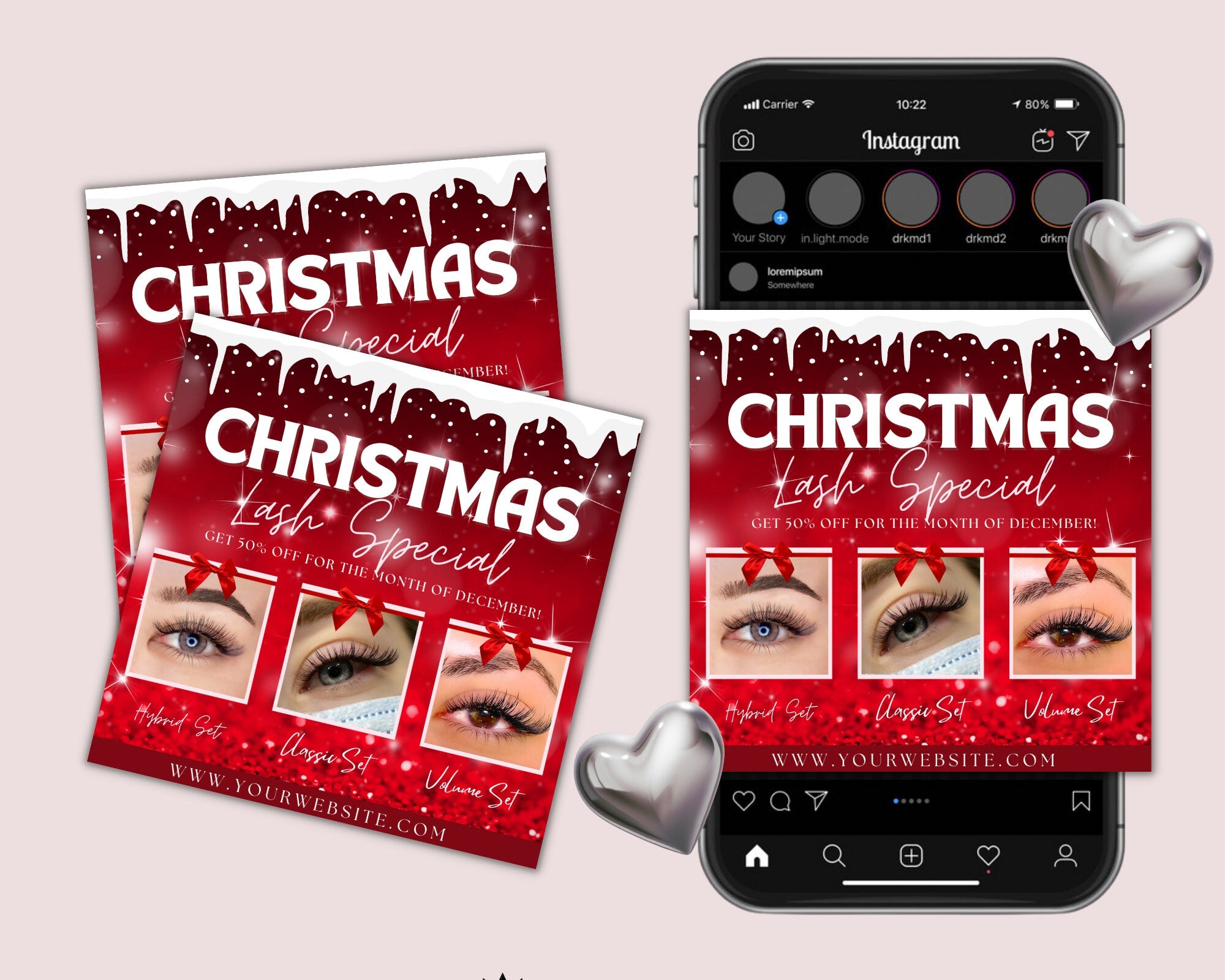 Lash Christmas Flyer, Lash Extension Flyer, Christmas Lash Flyer, Lash Service, Extension Services Flyer, Lash Extension Sale Flyer