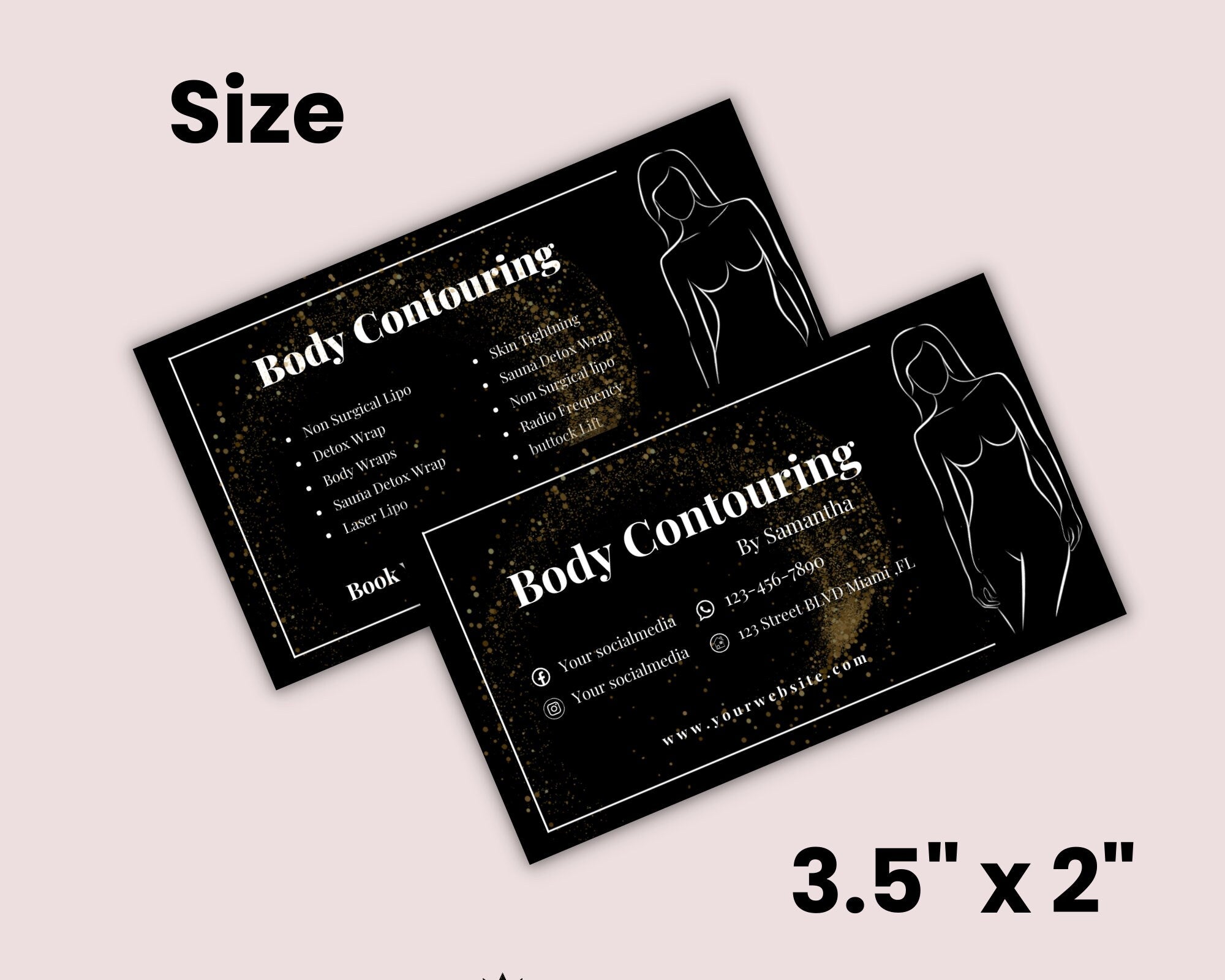 Body Contouring Business Card, Spa Business Card, Body Sculpting Business Card, DIY Body Contouring Business Card