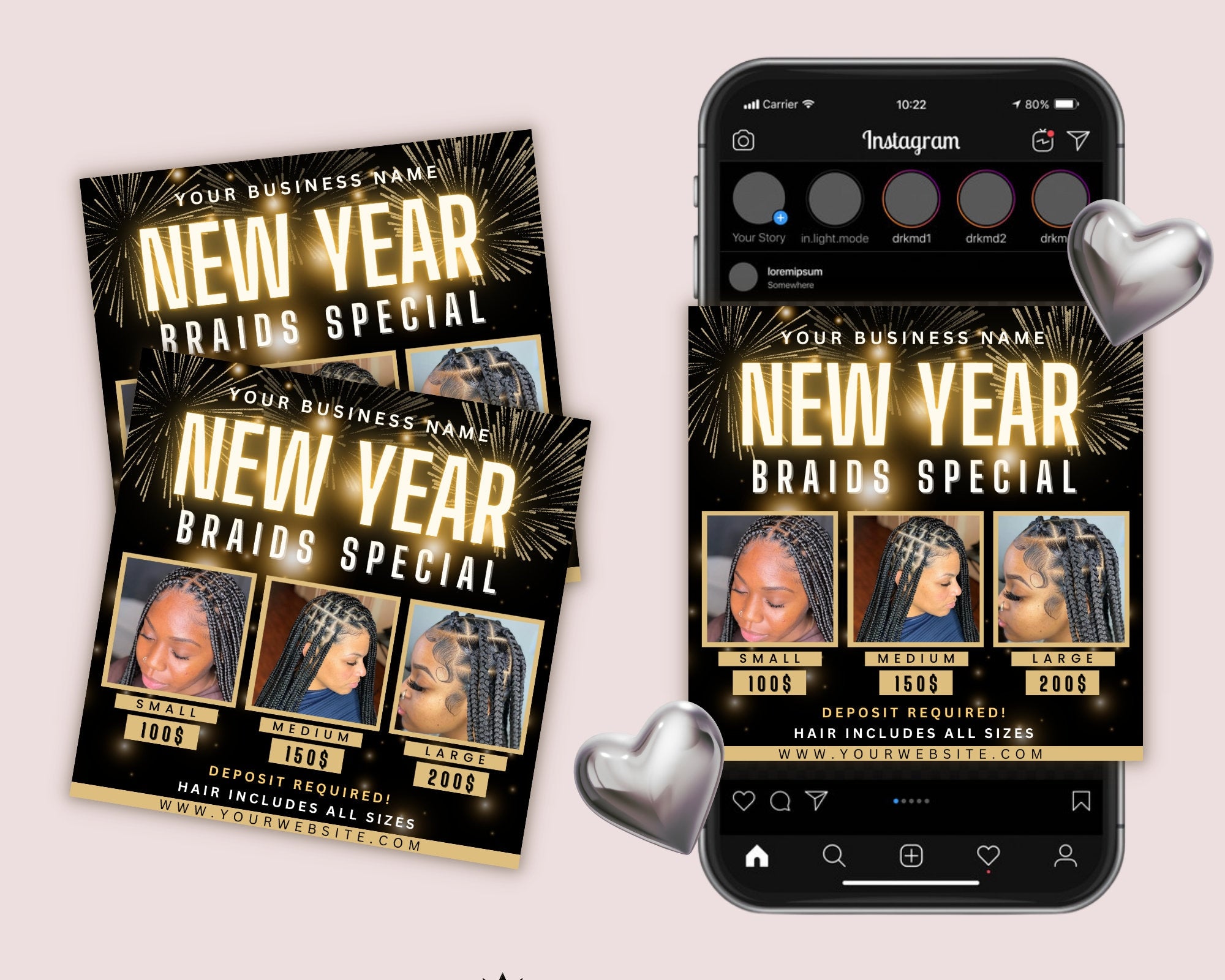 New Years Braid Special, January Bookings, Appointments Flyer, Booking Flyer, Books Are Open, Braid Flyer, Braid Special Flyer