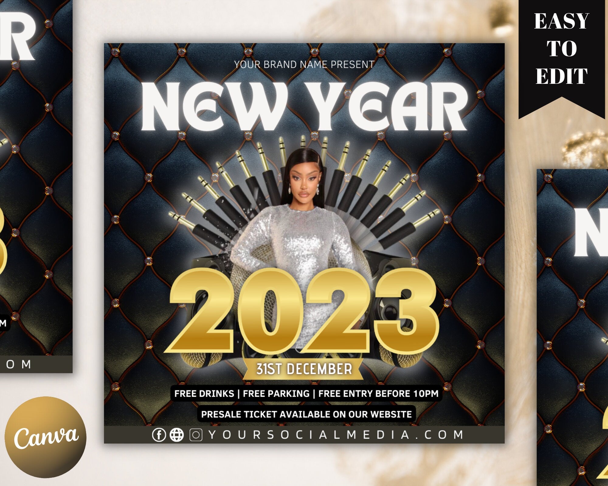 Editable New Year Party Flyer, Night Club, Night Club Flyer, New Year Eve Flyer, New Year Party Flyer, New Year Flyer, New Years Invitation