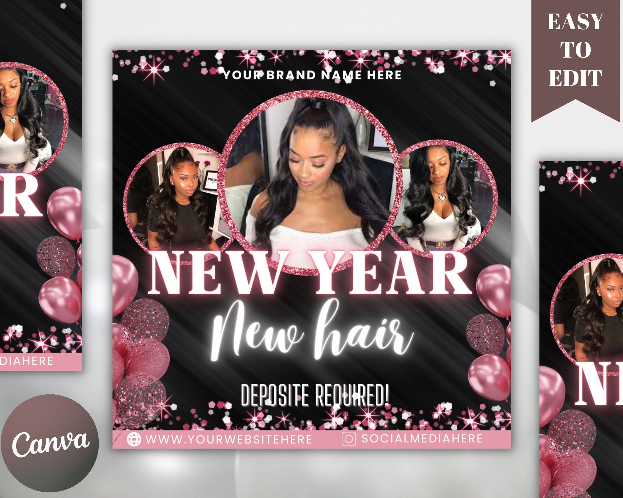 New Year Flyer, New Hair Flyer, Booking Flyer, Social Media Flyer, Diy Flyer, Holiday Flyer, New Year Booking, Instagram Post,Book Now Flyer