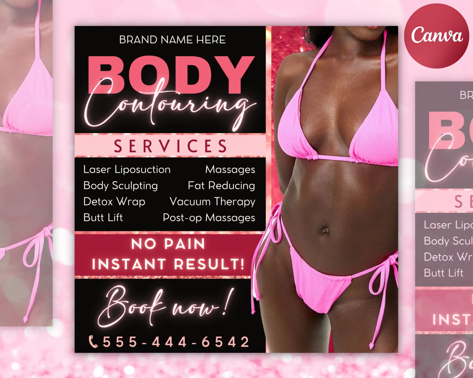 Body Sculpting Flyer, Body Contour Flyer, Body Contouring Flyer, DIY Flyer Template, Body Spa Flyer, Social Media Flyer