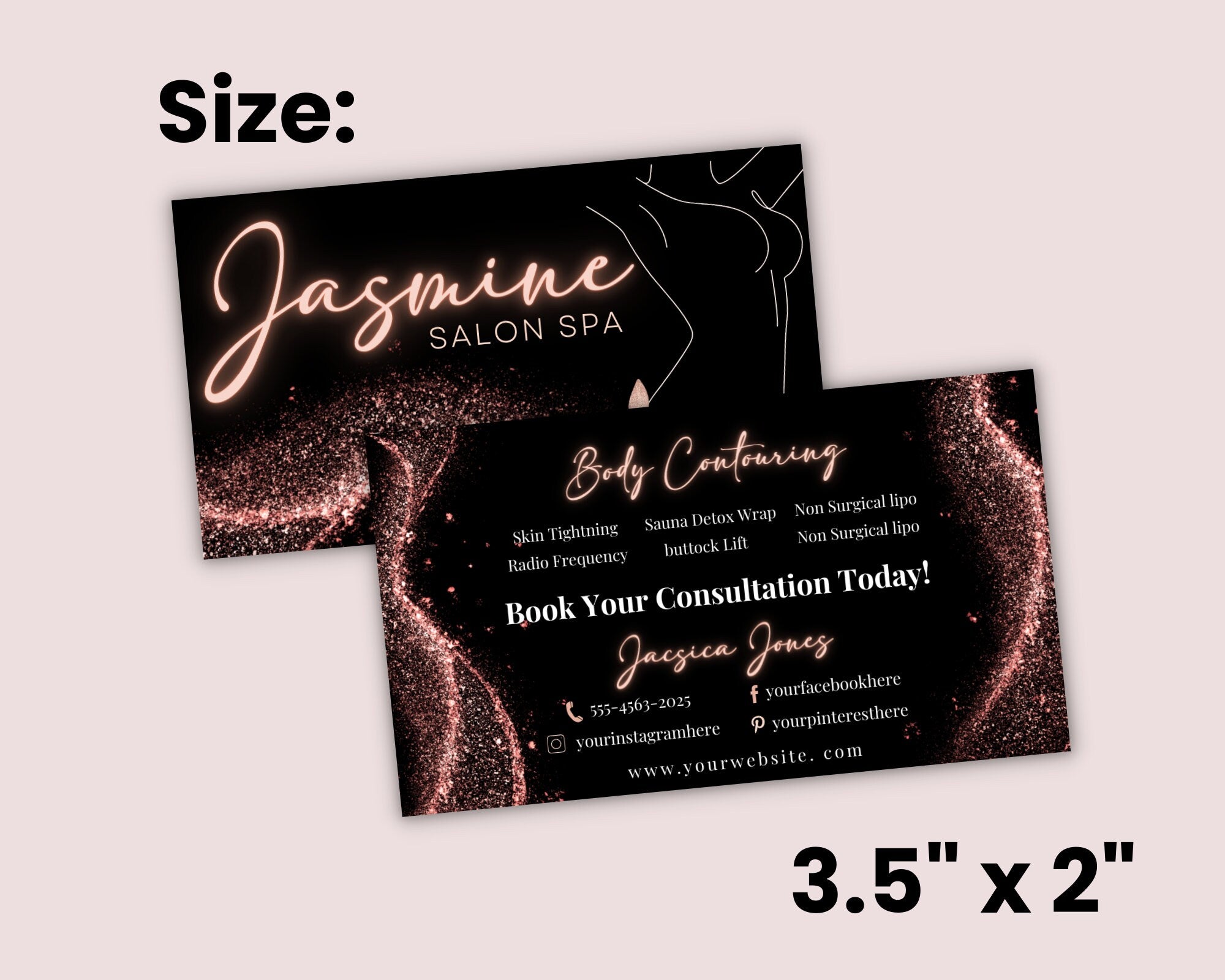 DIY Body Contouring Business Card, Body Contouring Business Card, Spa Business Card, Body Sculpting Business Card