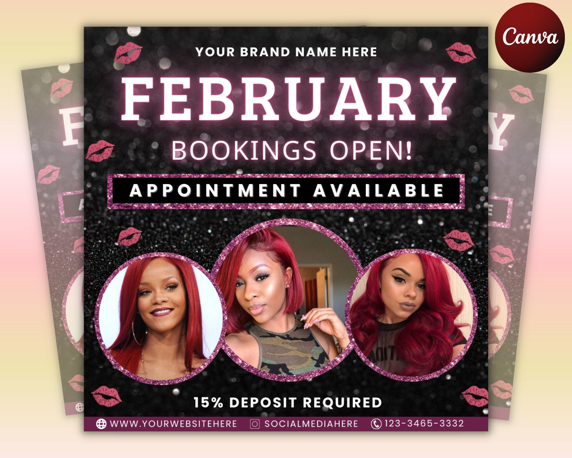 Valentine's Day Flyer, February Valentine Bookings Open Flyer, Makeup Flyer, Book Now Flyer, Appointments Available Flyer