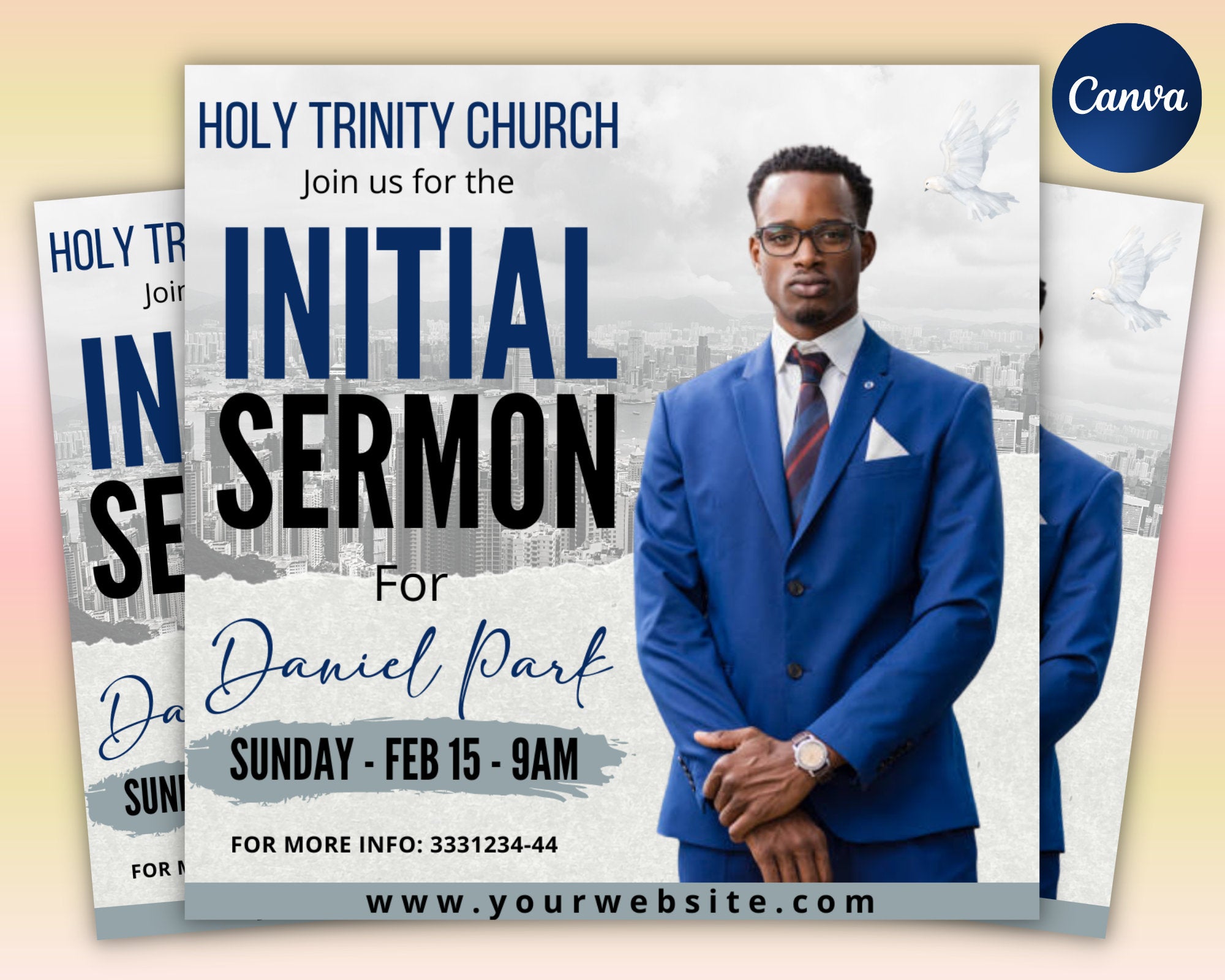 Initial Sermon Invitation Template Flyer,Social Media Flyer Template For Initial Sermon,Church Conference Flyer,Bible Study Invitation Flyer