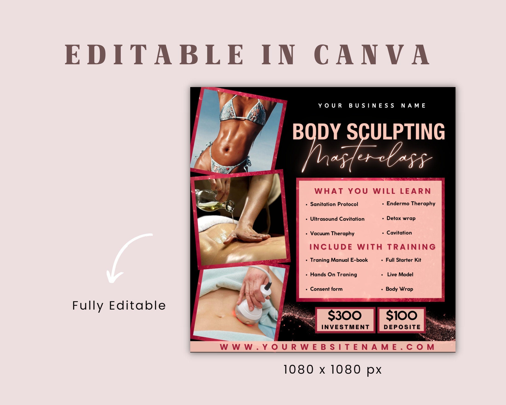 Body Contouring Course Flyer, Body Sculpting Training Flyer, Contour Master class Flyer, Spa Flyer, Body Contour Flyer,