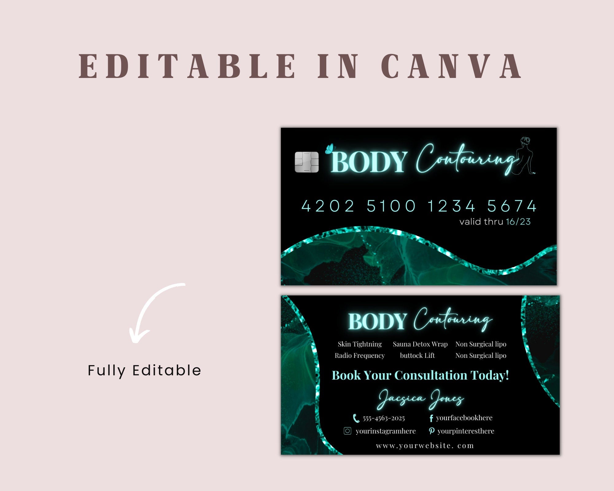 Body Sculpting Business Card, Body Contouring Business Card, Spa Business Card, DIY Body Contouring Business Card, Body Contour Cards