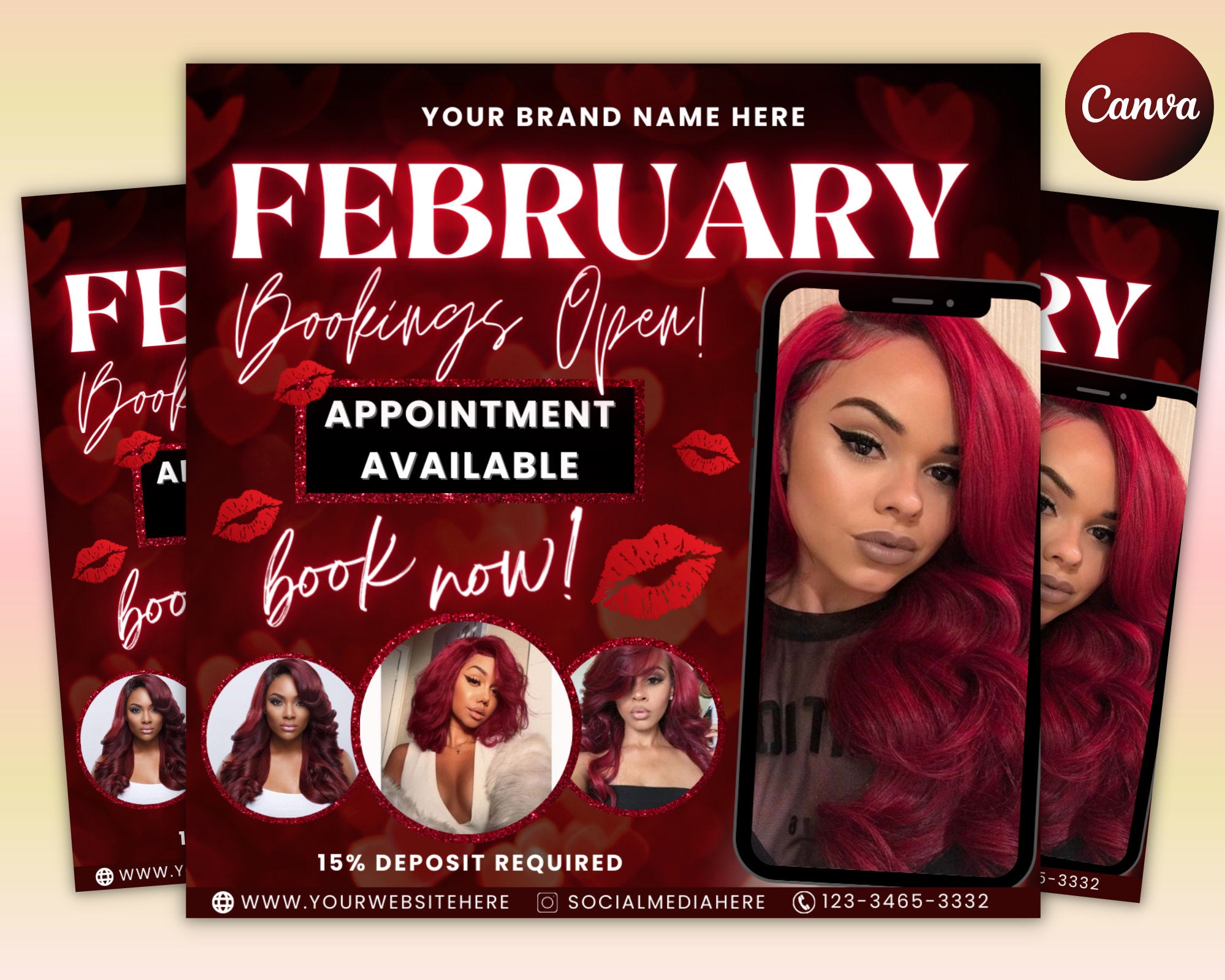 February Valentine Bookings Open Flyer, Valentine's Day Flyer, Makeup Flyer, Book Now Flyer, Appointments Available Flyer