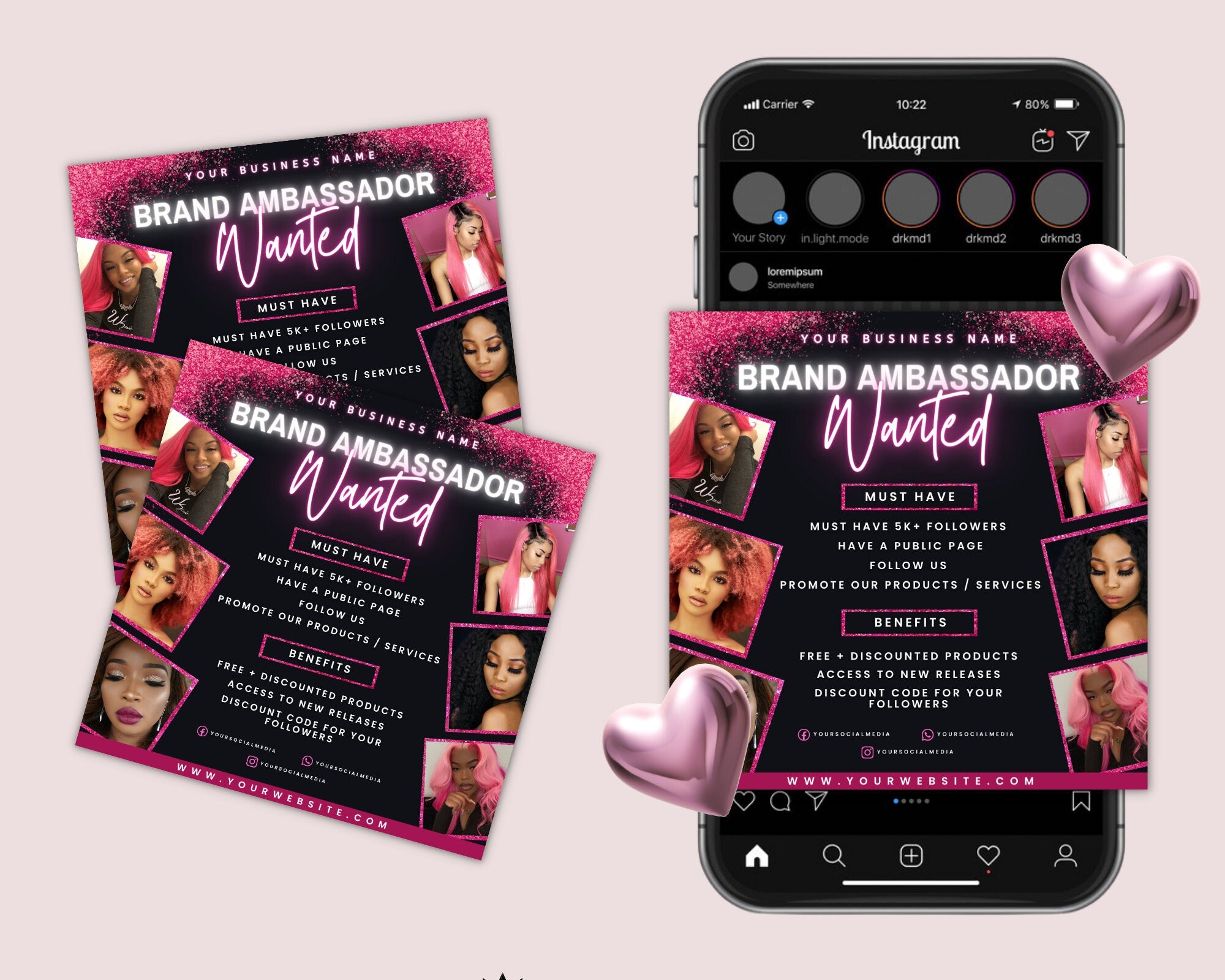 Ambassador Flyer Template, Brand Ambassador Flyer Template, Social Media Flyer, Lash Ambassador, Makeup Ambassador, Makeup Flyer