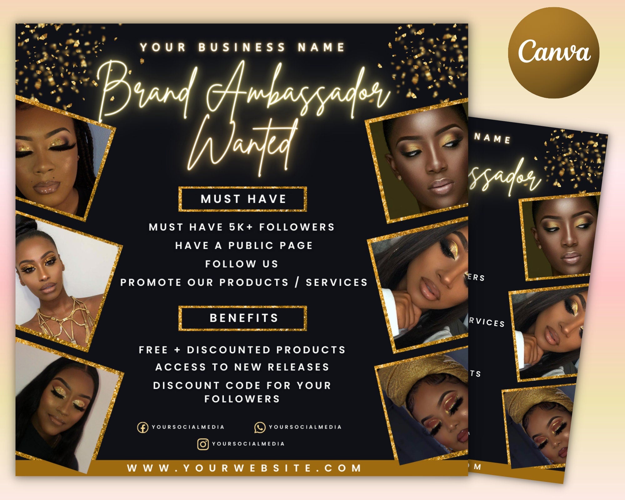 Ambassador Flyer Template, Brand Ambassador Flyer Template, Social Media Flyer, Lash Ambassador, Makeup Ambassador, Makeup Flyer