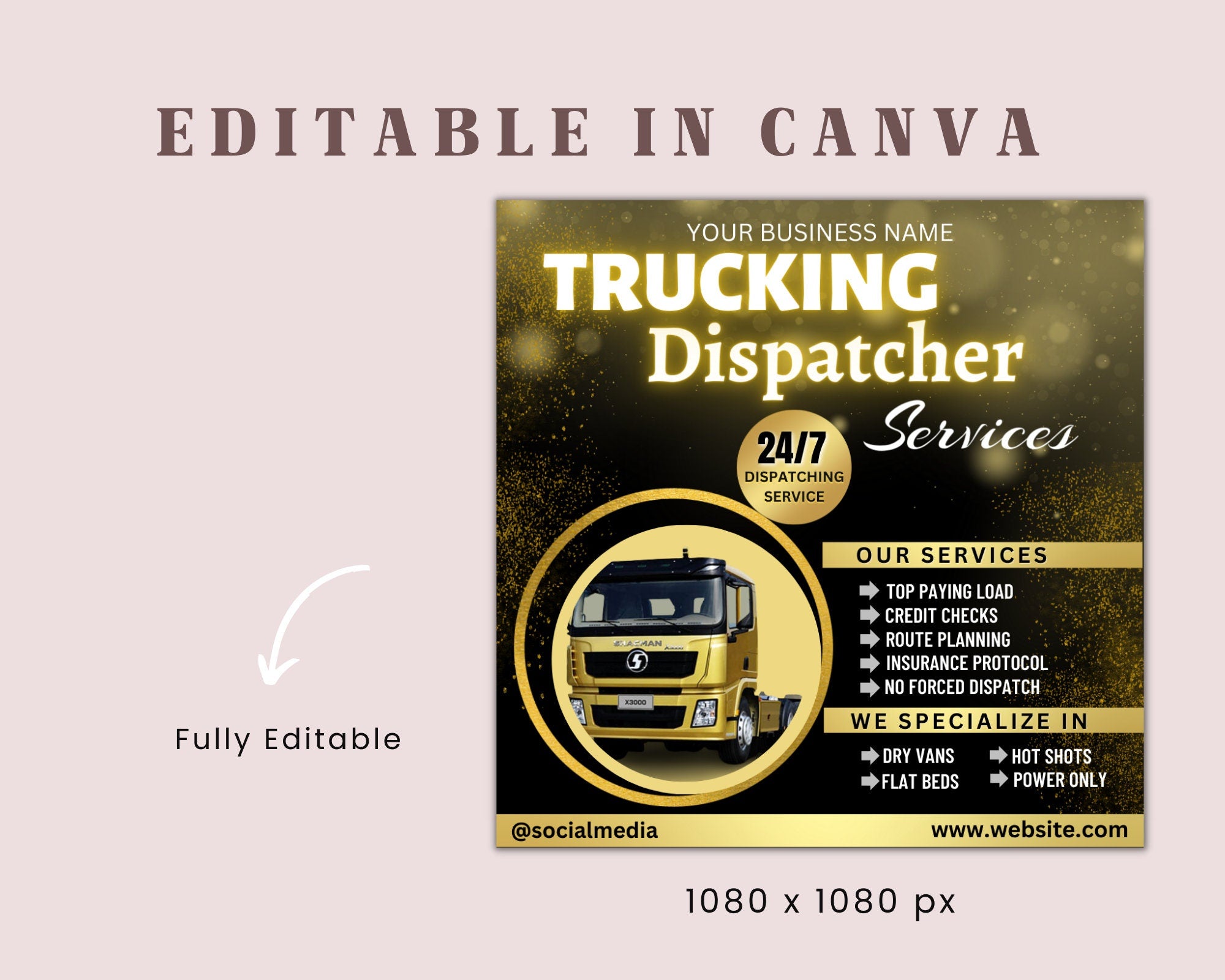 Truck Dispatcher Flyer, Business Flyer, Trucking Flyer, Dispatch Course, Social Media Flyer For Trucking Dispatch Service