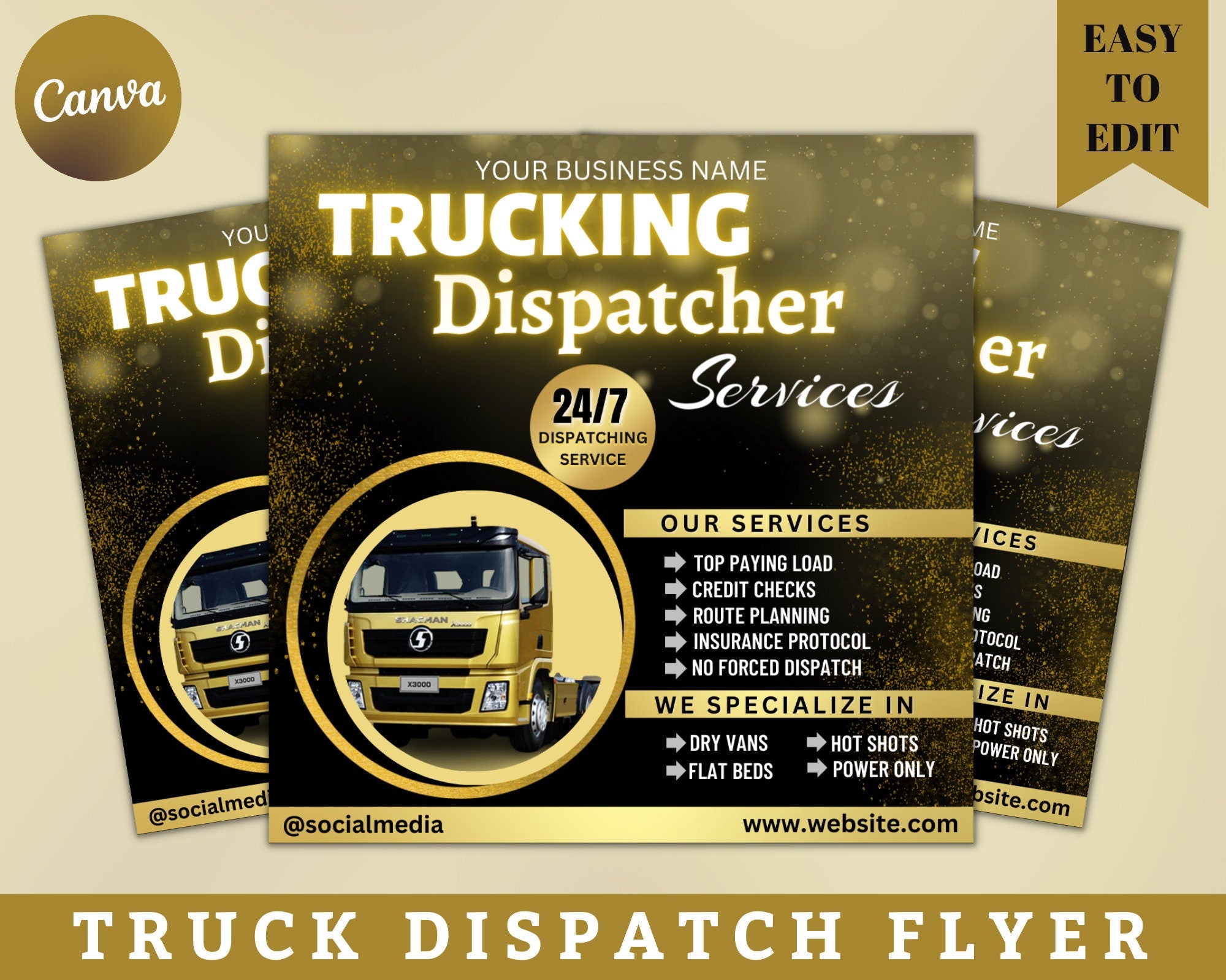 Truck Dispatcher Flyer, Business Flyer, Trucking Flyer, Dispatch Course, Social Media Flyer For Trucking Dispatch Service