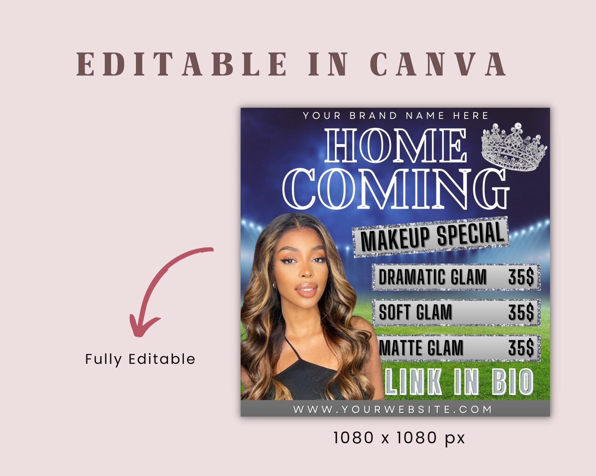 Homecoming Makeup Sale Flyer| DIY Book Now | Appointments Available | Beauty Lashes Extension Social Media Instagram Editable Canva Template