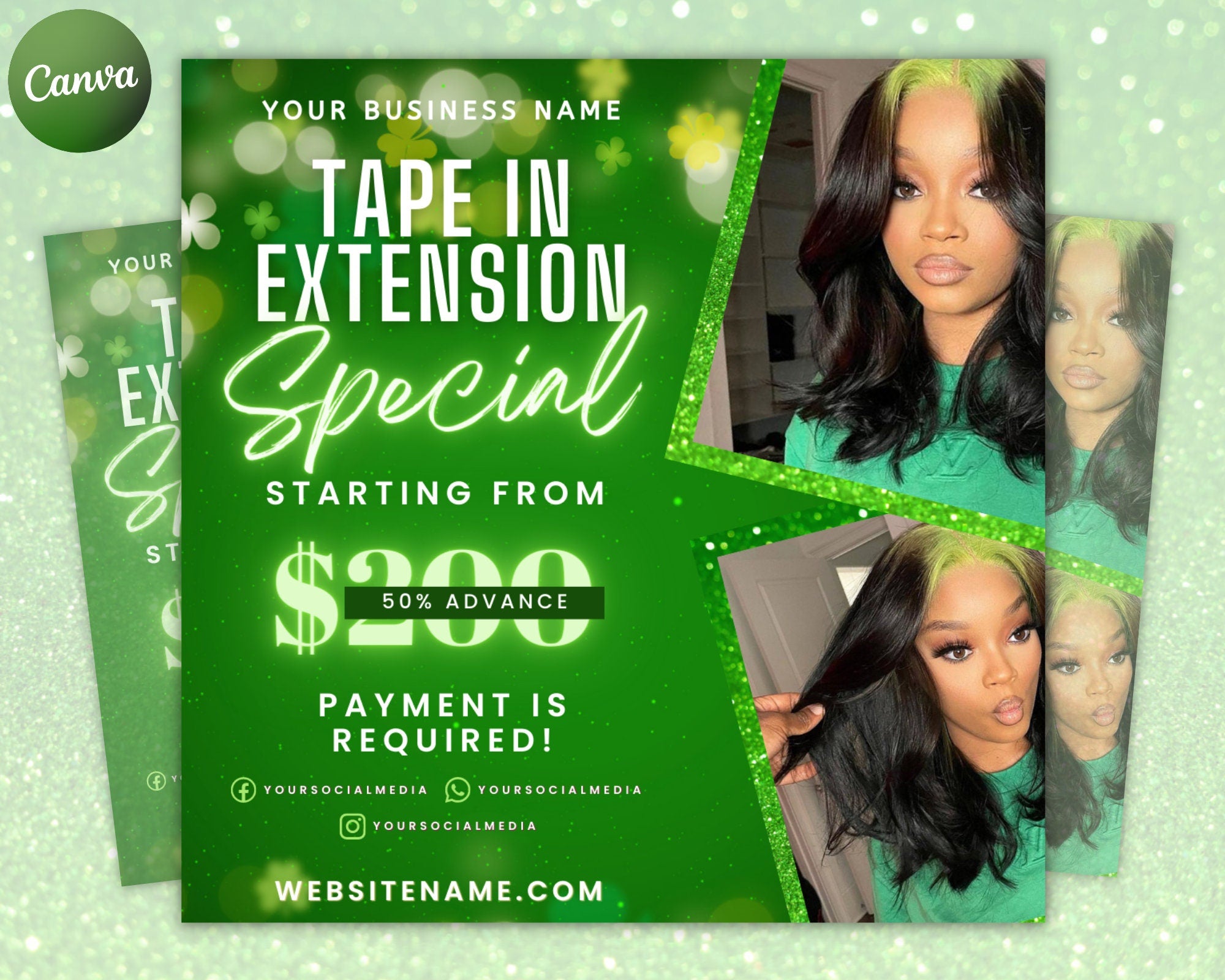 Tape In Extension Flyer, March Flyer, Tape In Extension, Hair Flyer Fall, Diy Hair Flyer, Hair Extension Post, Tape In Flyer, St. Patricks