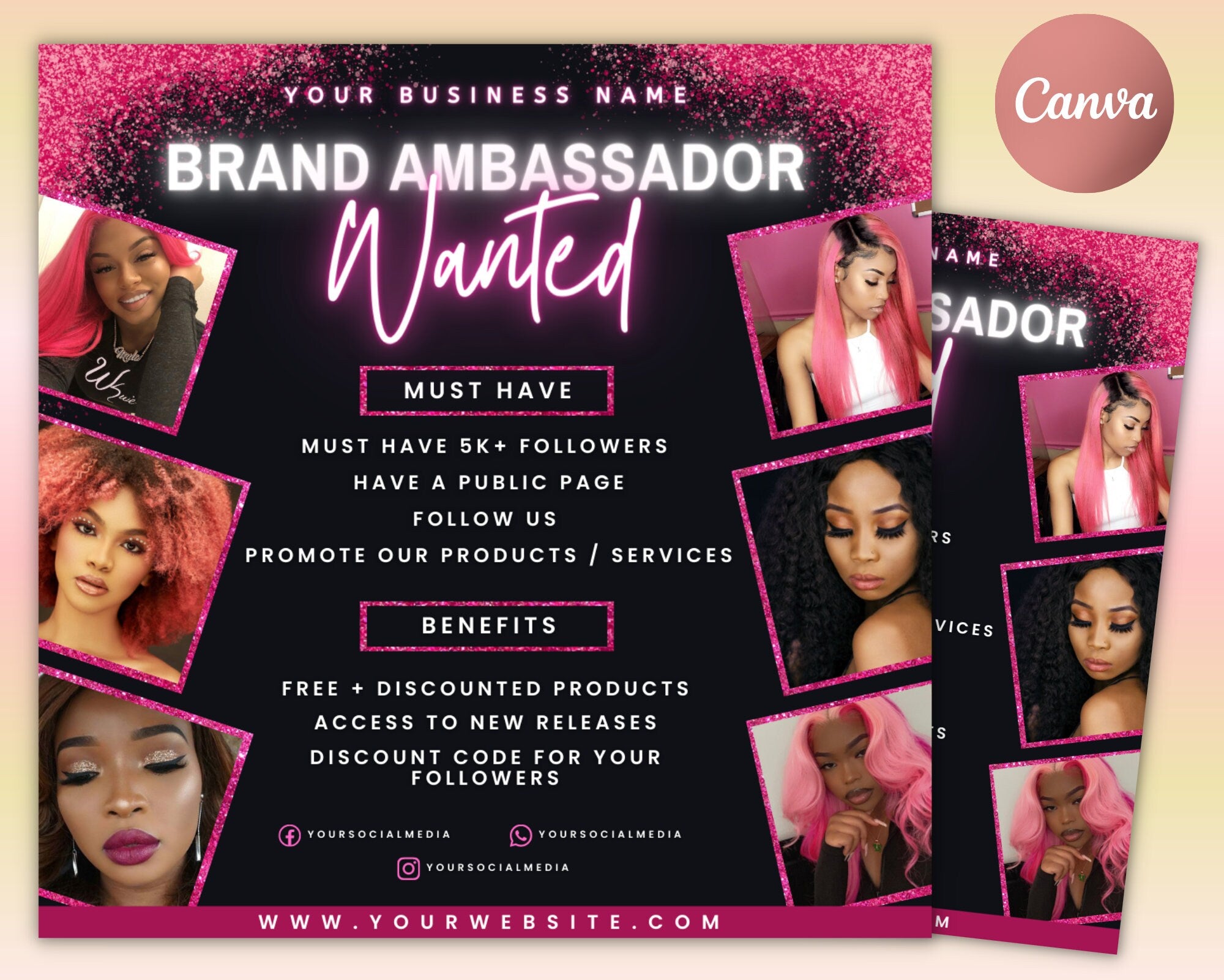 Ambassador Flyer Template, Brand Ambassador Flyer Template, Social Media Flyer, Lash Ambassador, Makeup Ambassador, Makeup Flyer