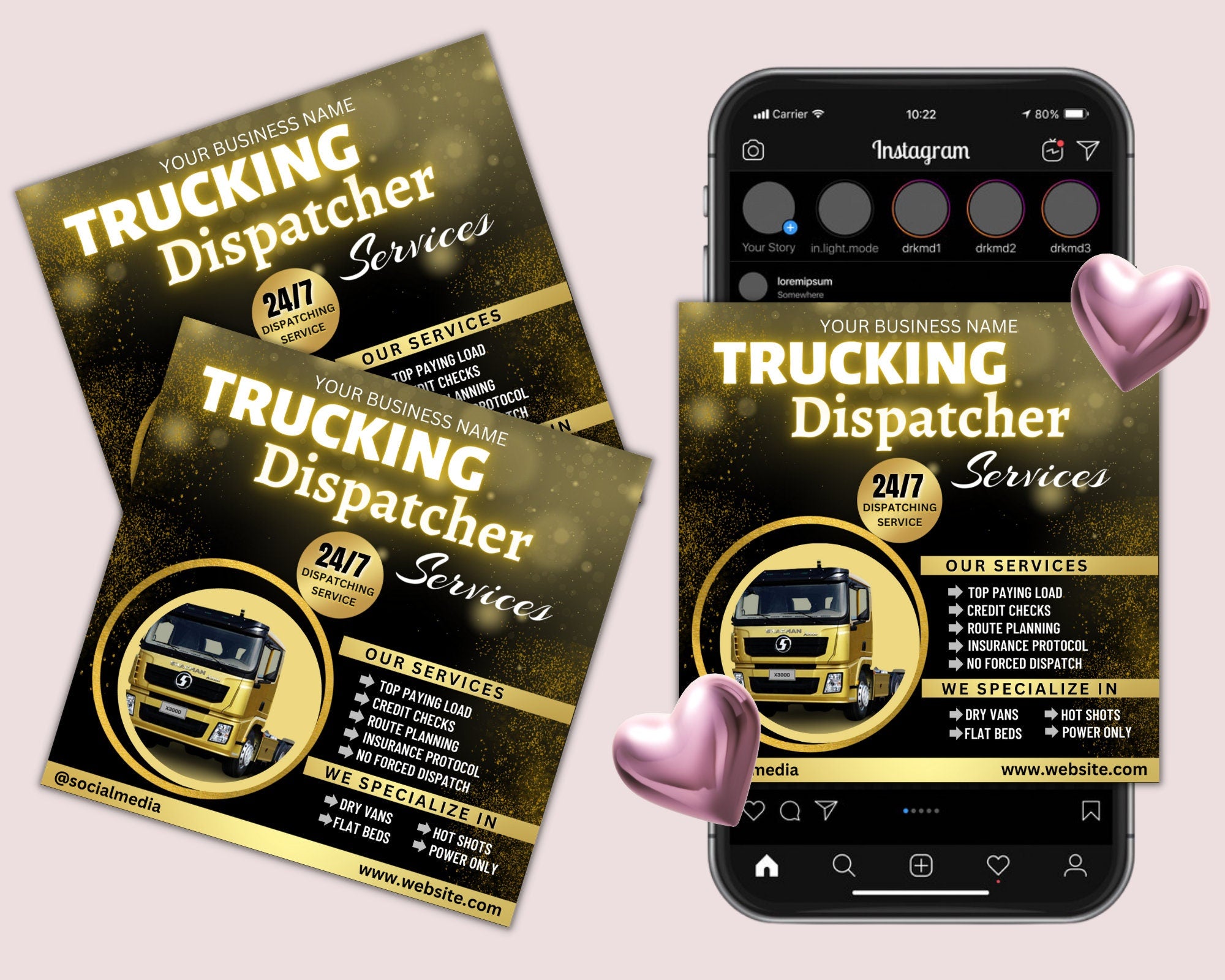 Truck Dispatcher Flyer, Business Flyer, Trucking Flyer, Dispatch Course, Social Media Flyer For Trucking Dispatch Service