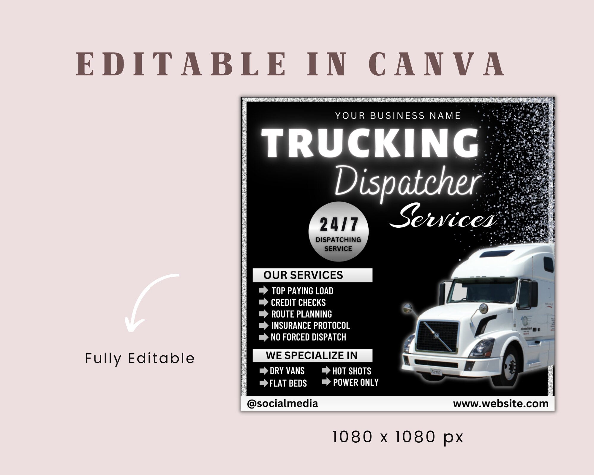 Truck Dispatcher Flyer, DIY Flyer Template, Trucking Services Flyer, Logistics Flyer, Truck Dispatching Flyer, Premade Flyer Design