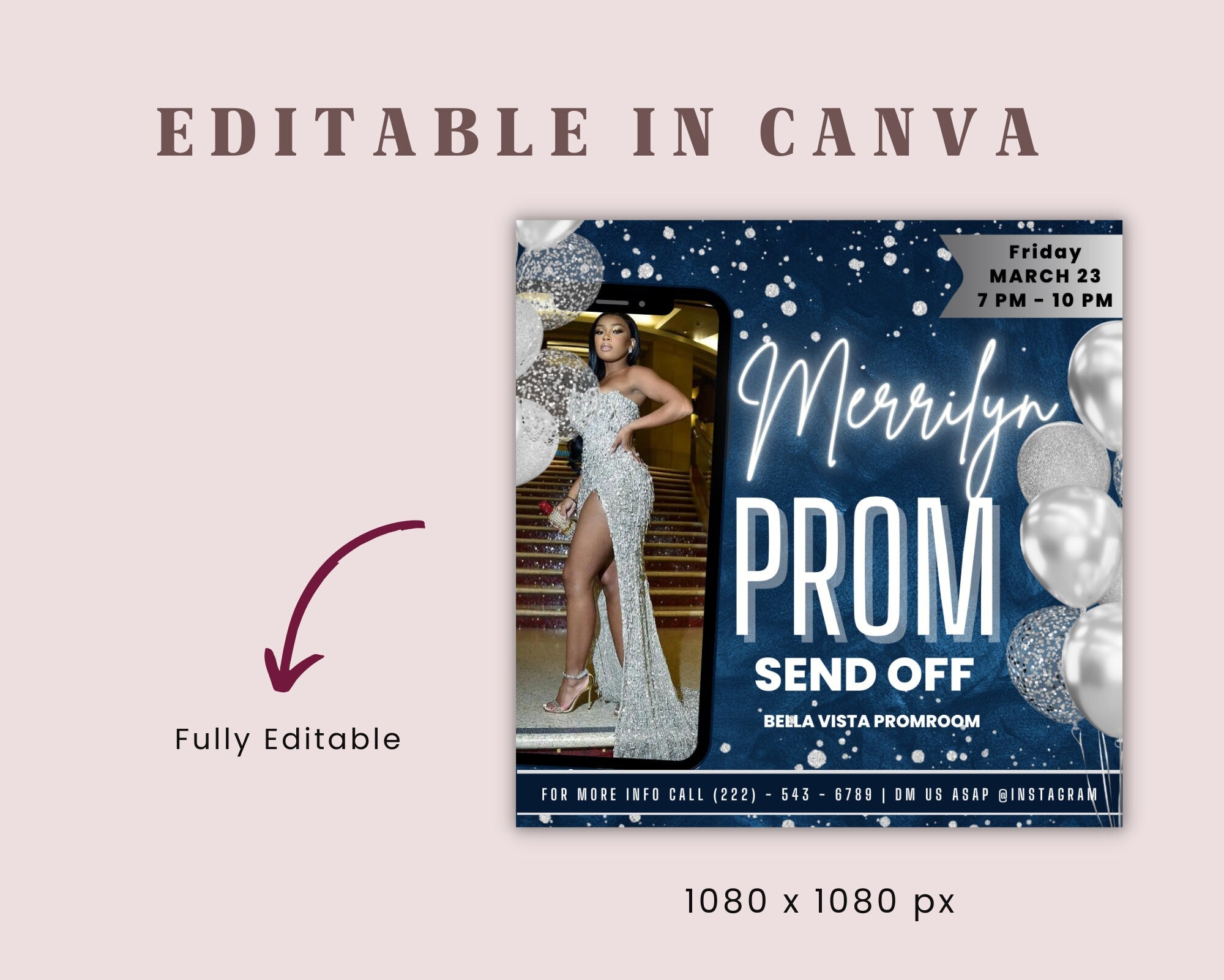 Prom Invitation Flyer, Prom Event Flyer, Prom Invitation, Prom Event Poster, Prom Party Invite, Prom Celebration, Party Flyer Template, Prom