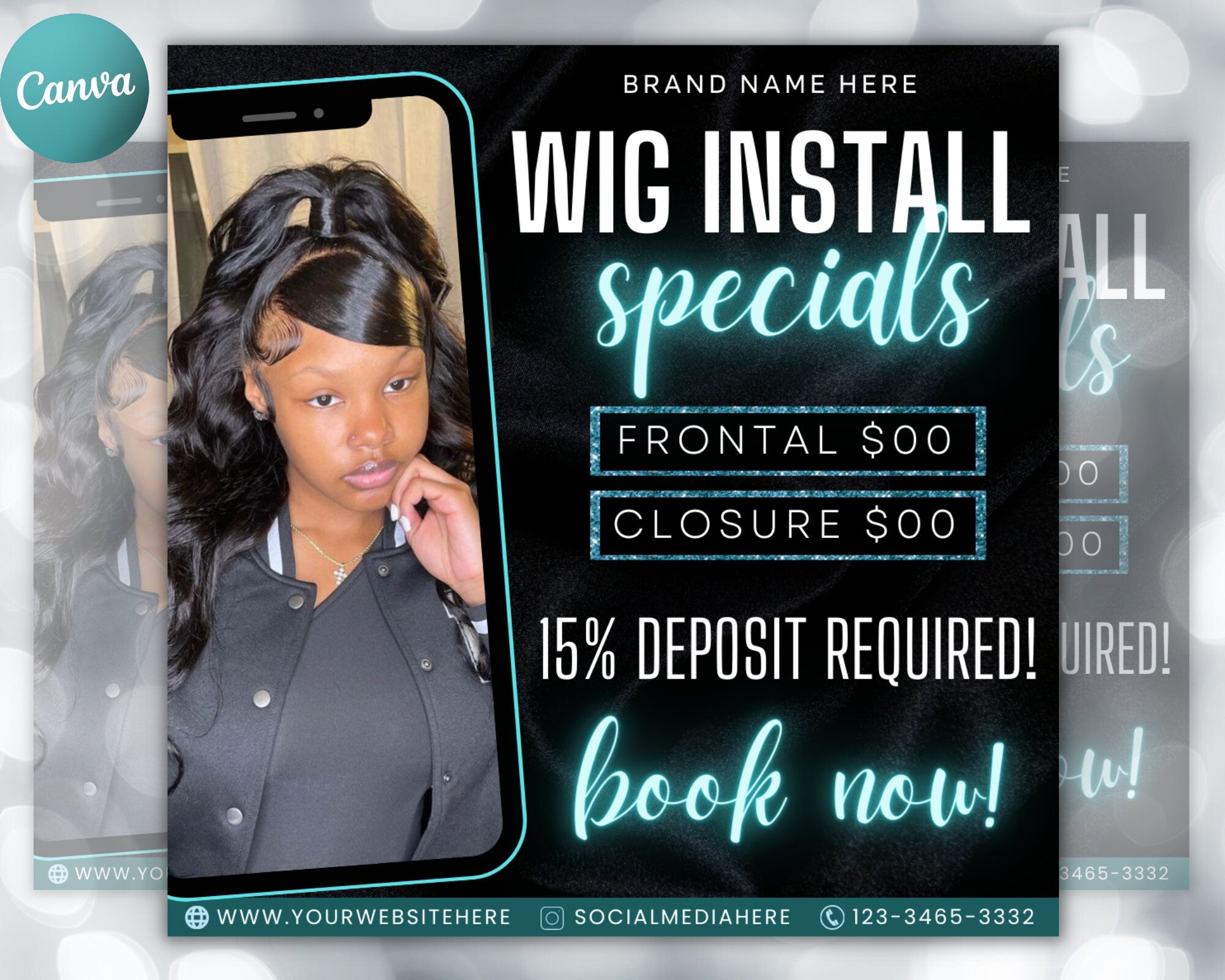 DIY Wig Deals Hair Business E-Flyer | Wig Sale E-flyer | Instagram Flyer | Hair Flyer | Flyer Templates Canva | Premade Canva Template