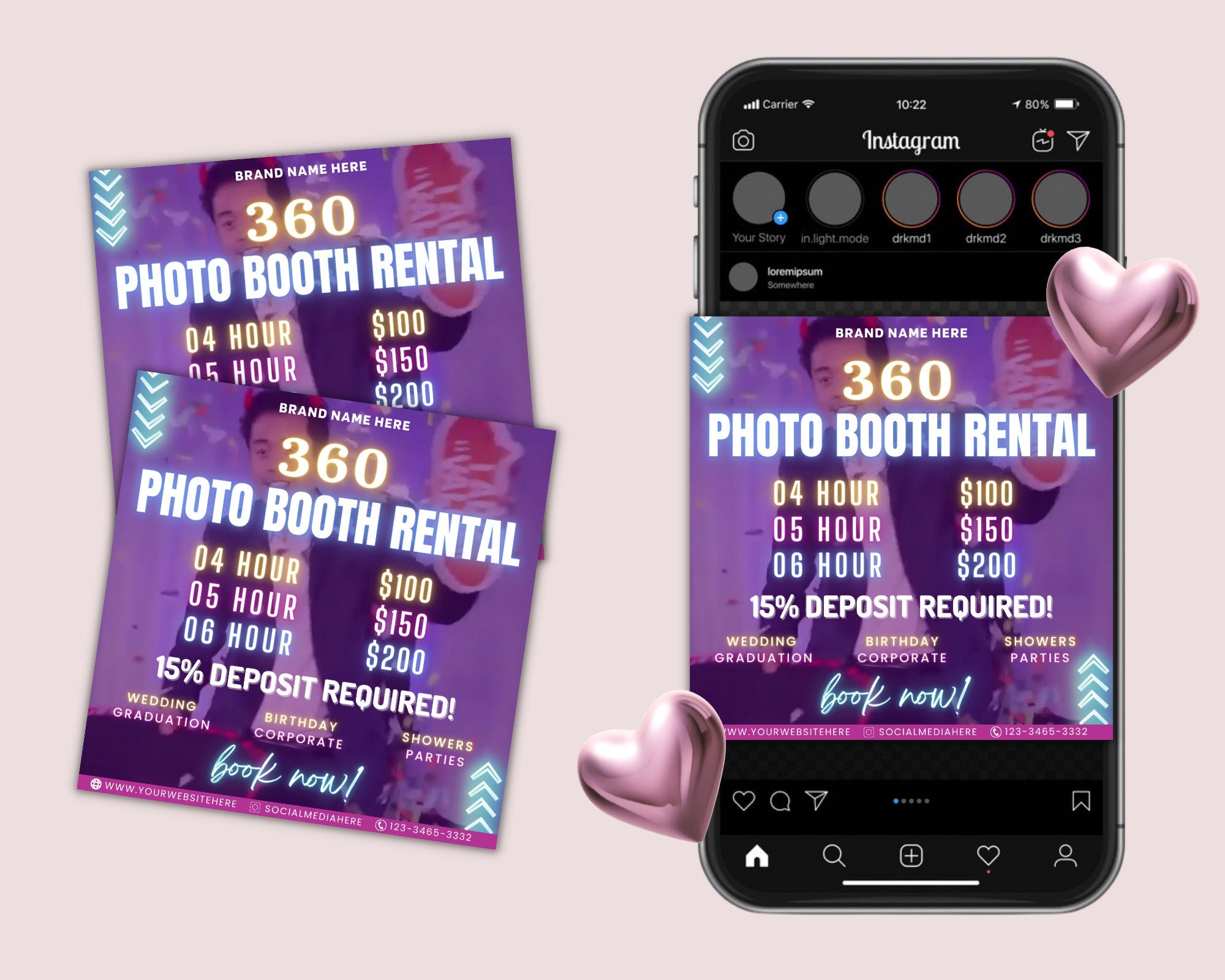 Animated 360 Photo Booth Flyer | Book Now Flyer | Event Photography Rental Party Celebration| Photobooth Instagram | Editable Canva Template